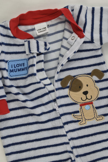BabiesRus Size 000 Puppy Terry Footed Romper
