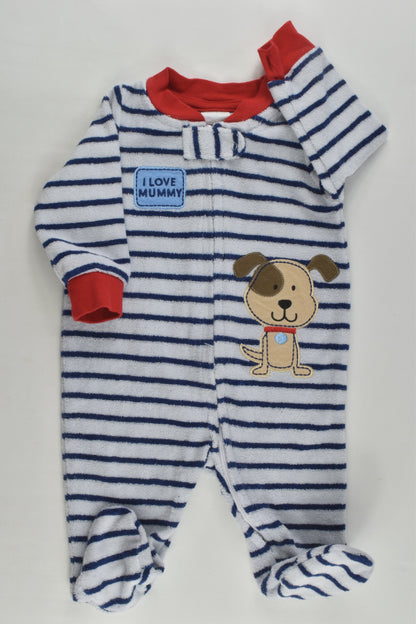 BabiesRus Size 000 Puppy Terry Footed Romper