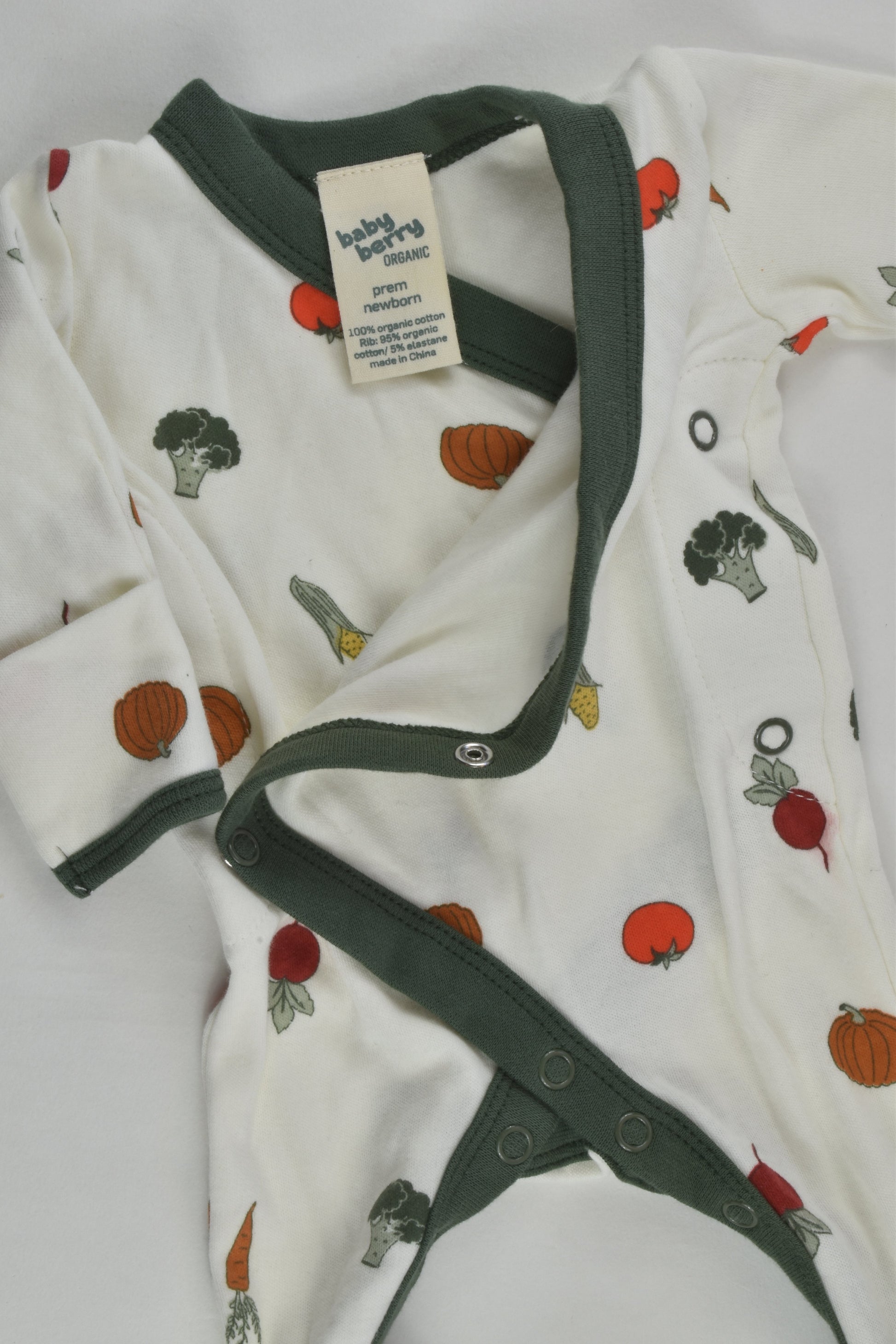 Baby Berry Organic Size 0000 Veggies Footed Romper