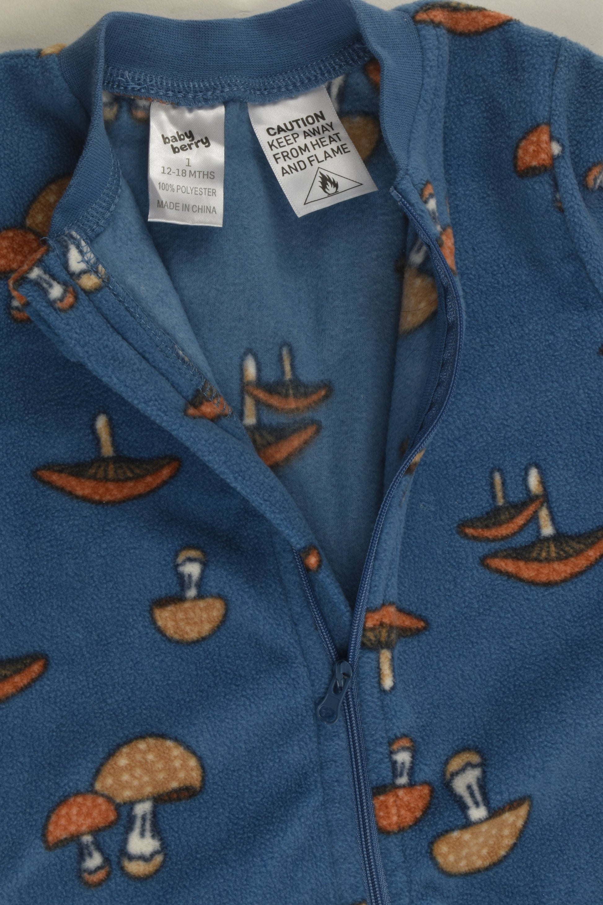 Baby Berry Size 1 Mushroom Footed Fleece Romper