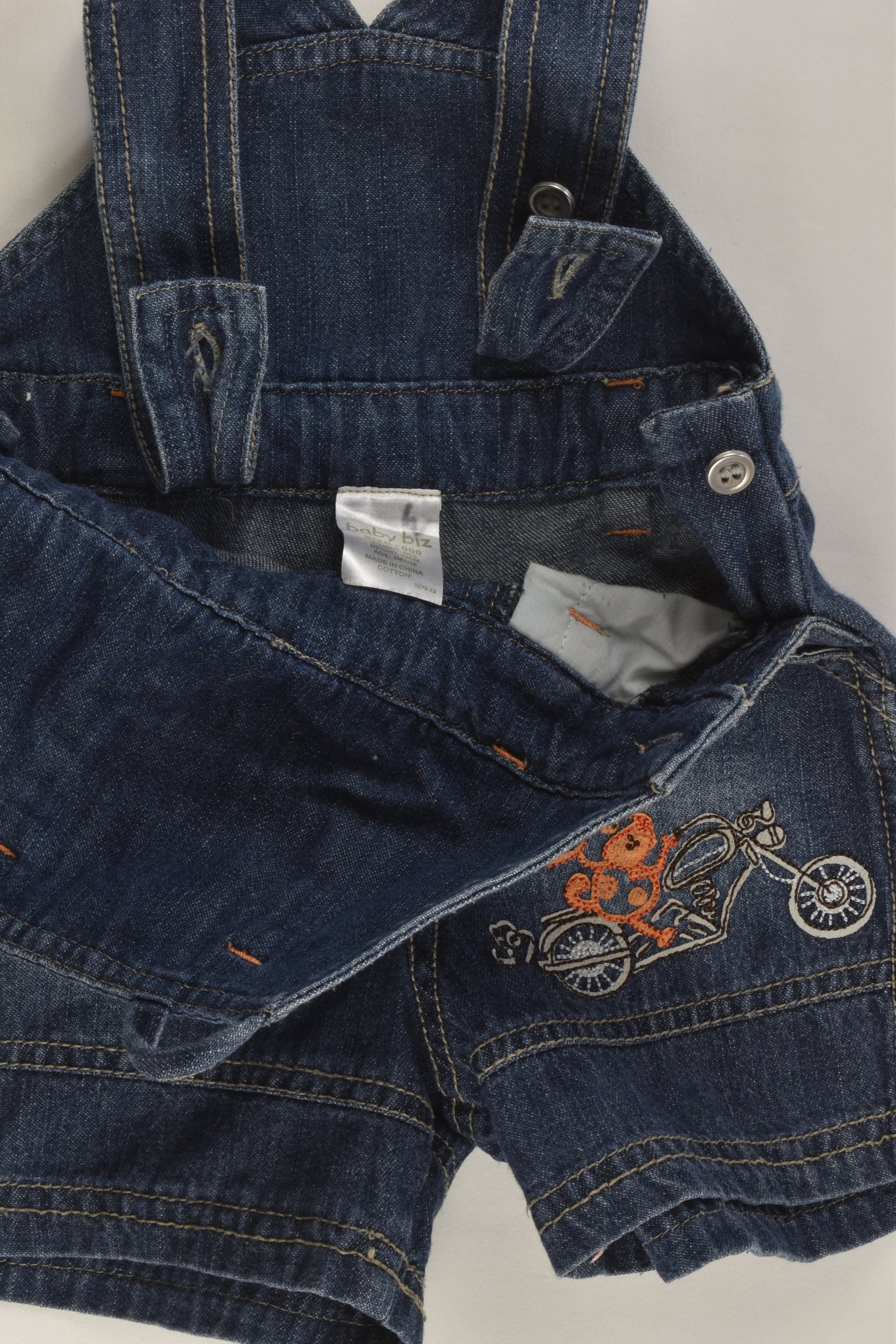 Baby Biz Size 000 'Riding On My Bike' Denim Short Overalls