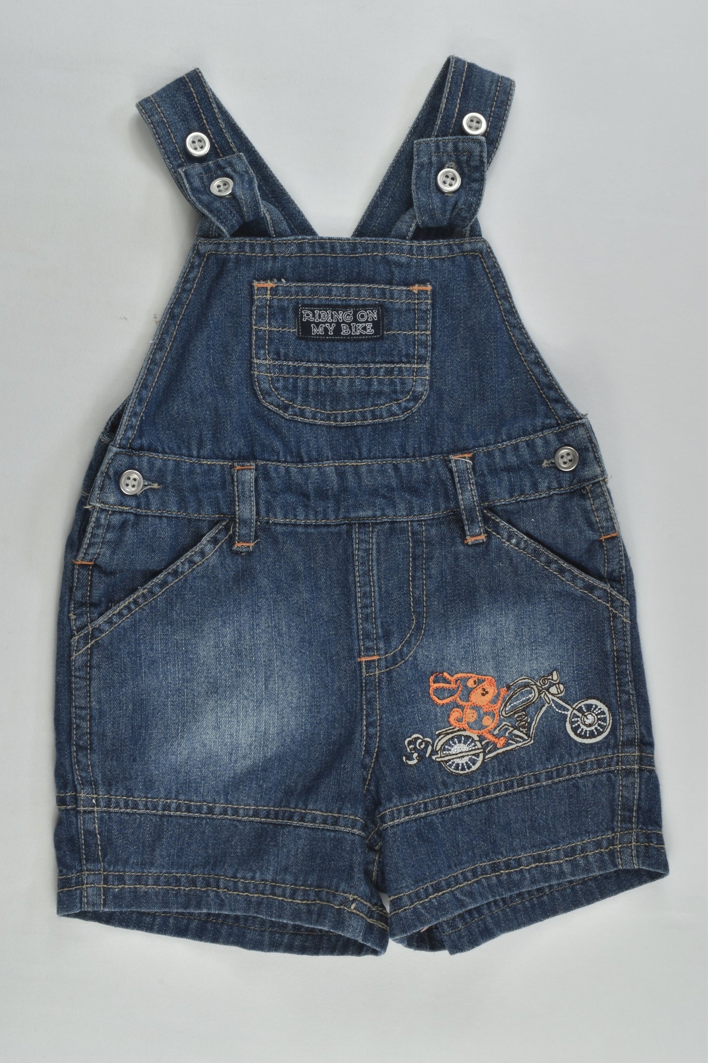 Baby Biz Size 000 'Riding On My Bike' Denim Short Overalls