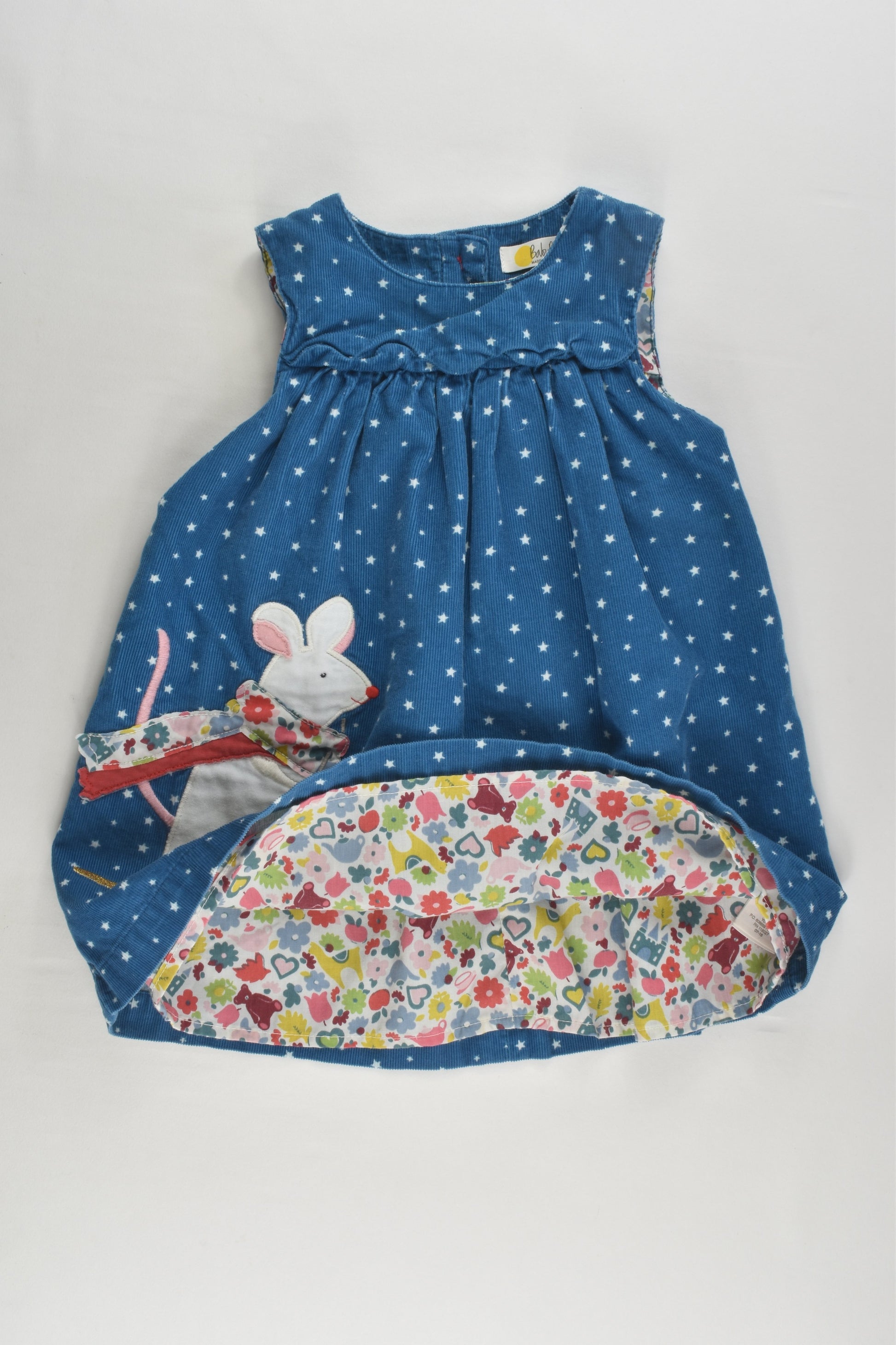 Baby Boden Size 0 (6-12 months, 80 cm) Mouse Cord Dress wth Floral Lining