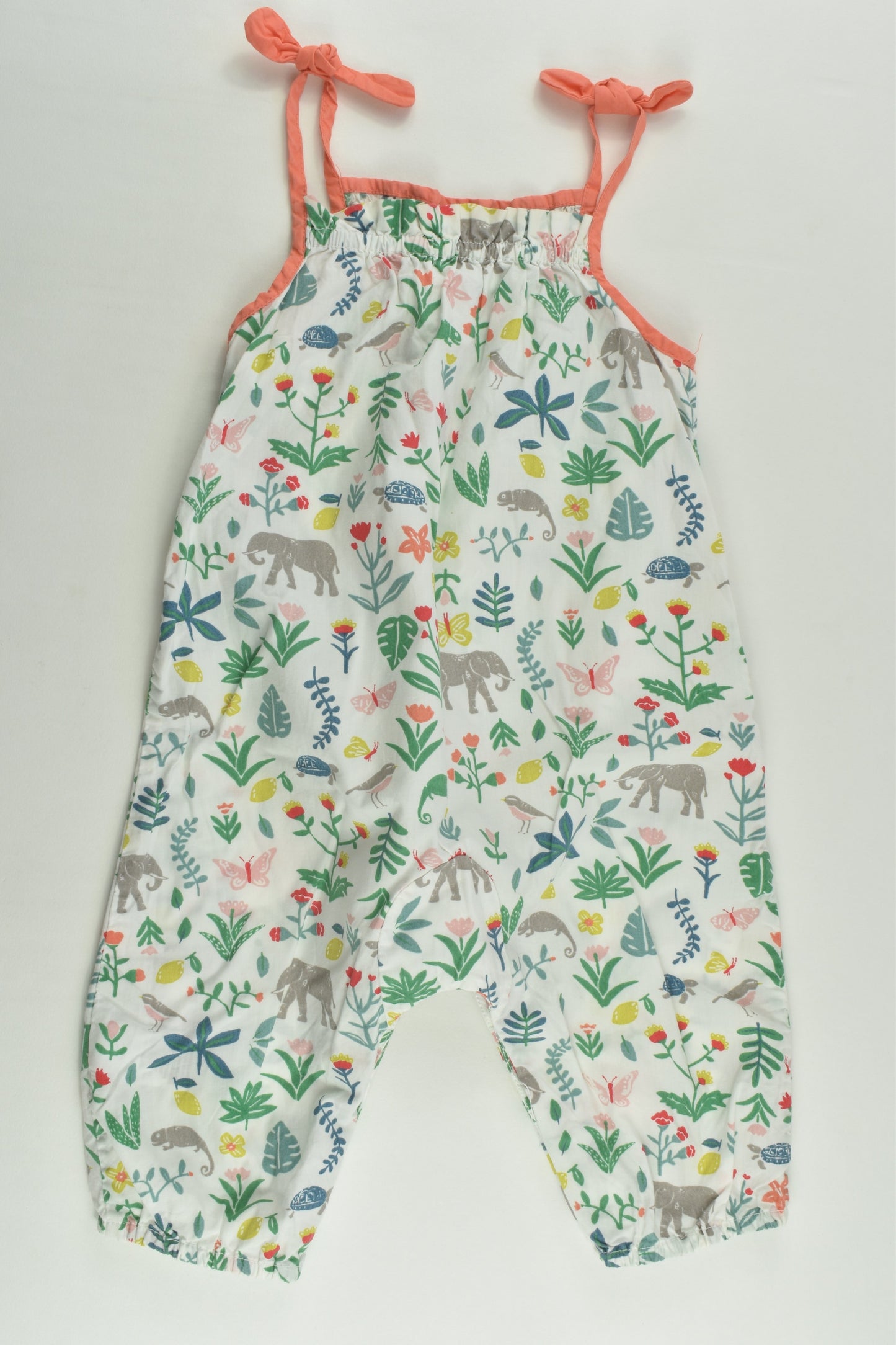 Baby Boden Size 00 (3-6 months) Lightweight Animals and Plants Playsuit