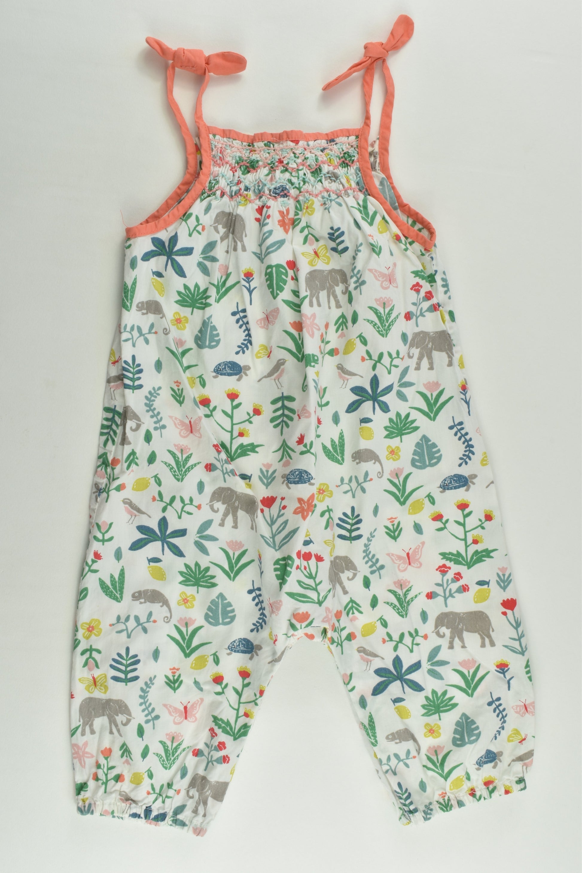 Baby Boden Size 00 (3-6 months) Lightweight Animals and Plants Playsuit
