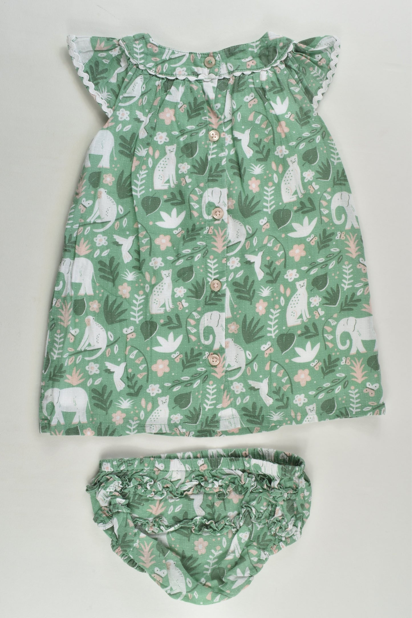 Baby Boden Size 00 Elephant Lined Dress and Matching Bloomers