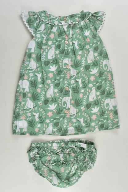 Baby Boden Size 00 Elephant Lined Dress and Matching Bloomers