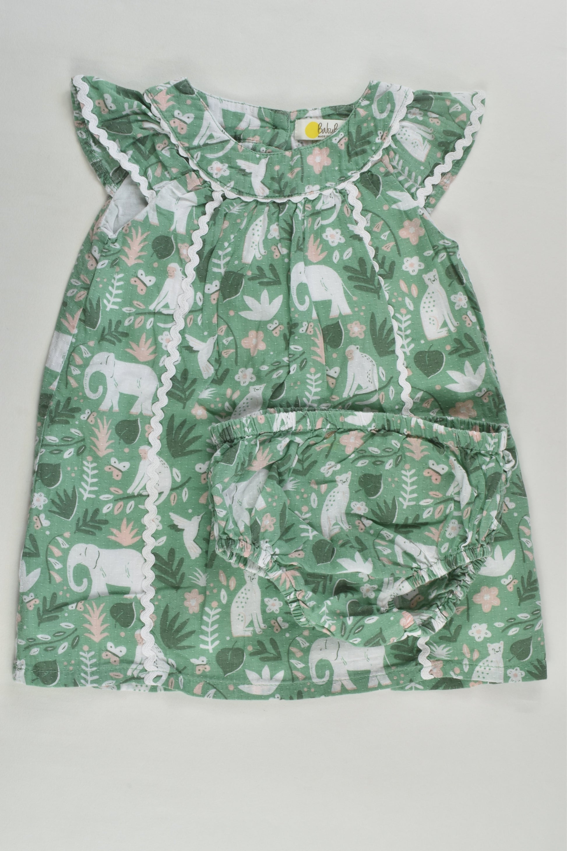 Baby Boden Size 00 Elephant Lined Dress and Matching Bloomers