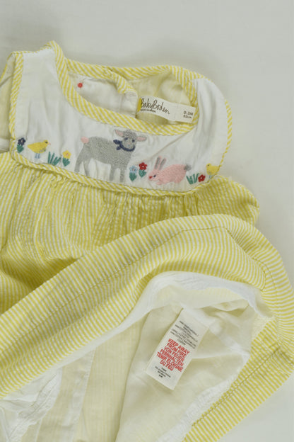 Baby Boden Size 000 (0-3 months, 62 cm) Lined Farm Animals Dress with Matching Bloomers