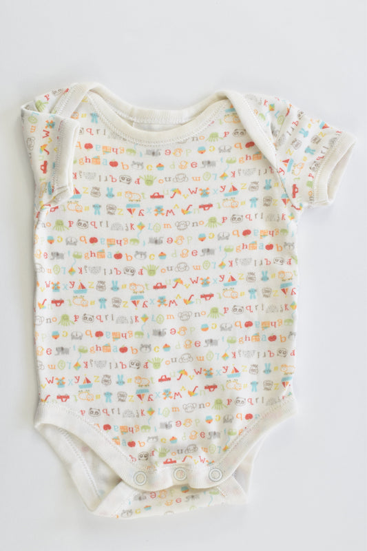 Baby Club Size 0000 Animals and Alphabet Bodysuit