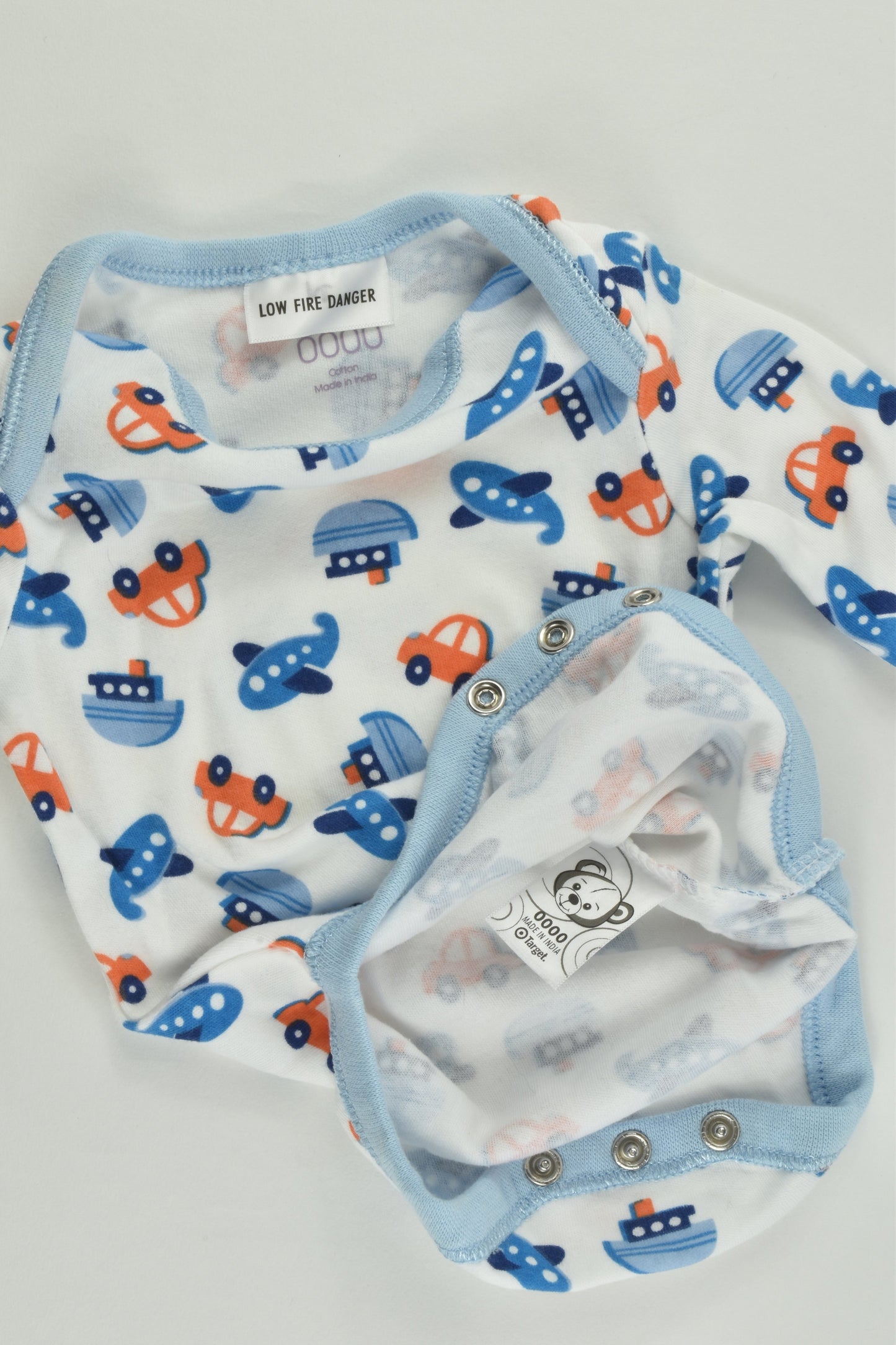 Baby Club Size 0000 Vehicles Bodysuit