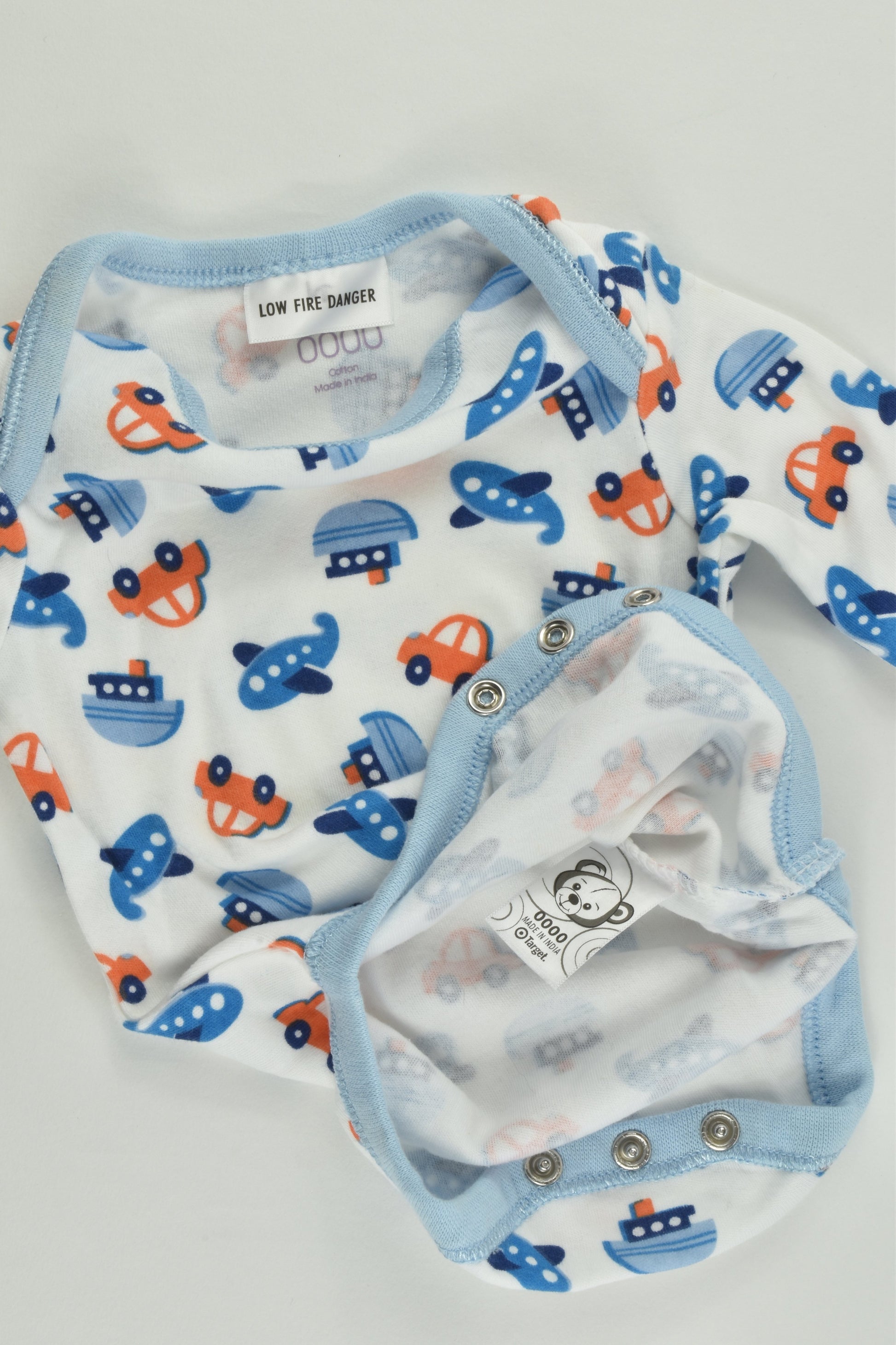 Baby Club Size 0000 Vehicles Bodysuit