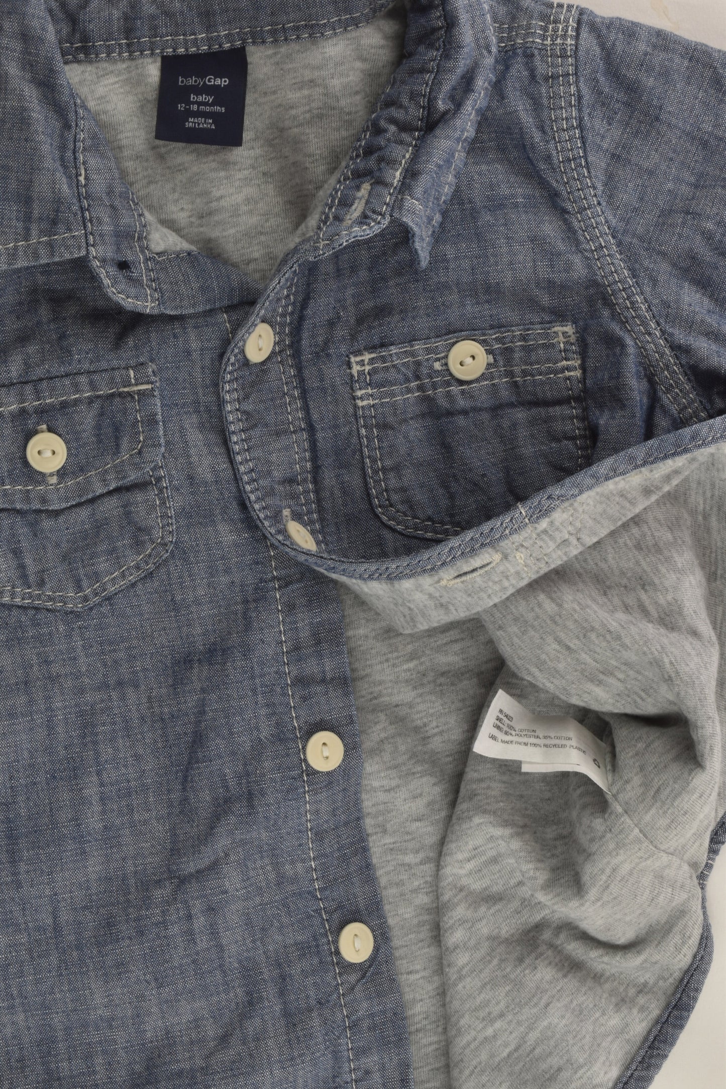 Baby Gap Size 1 Lined Denim Shirt