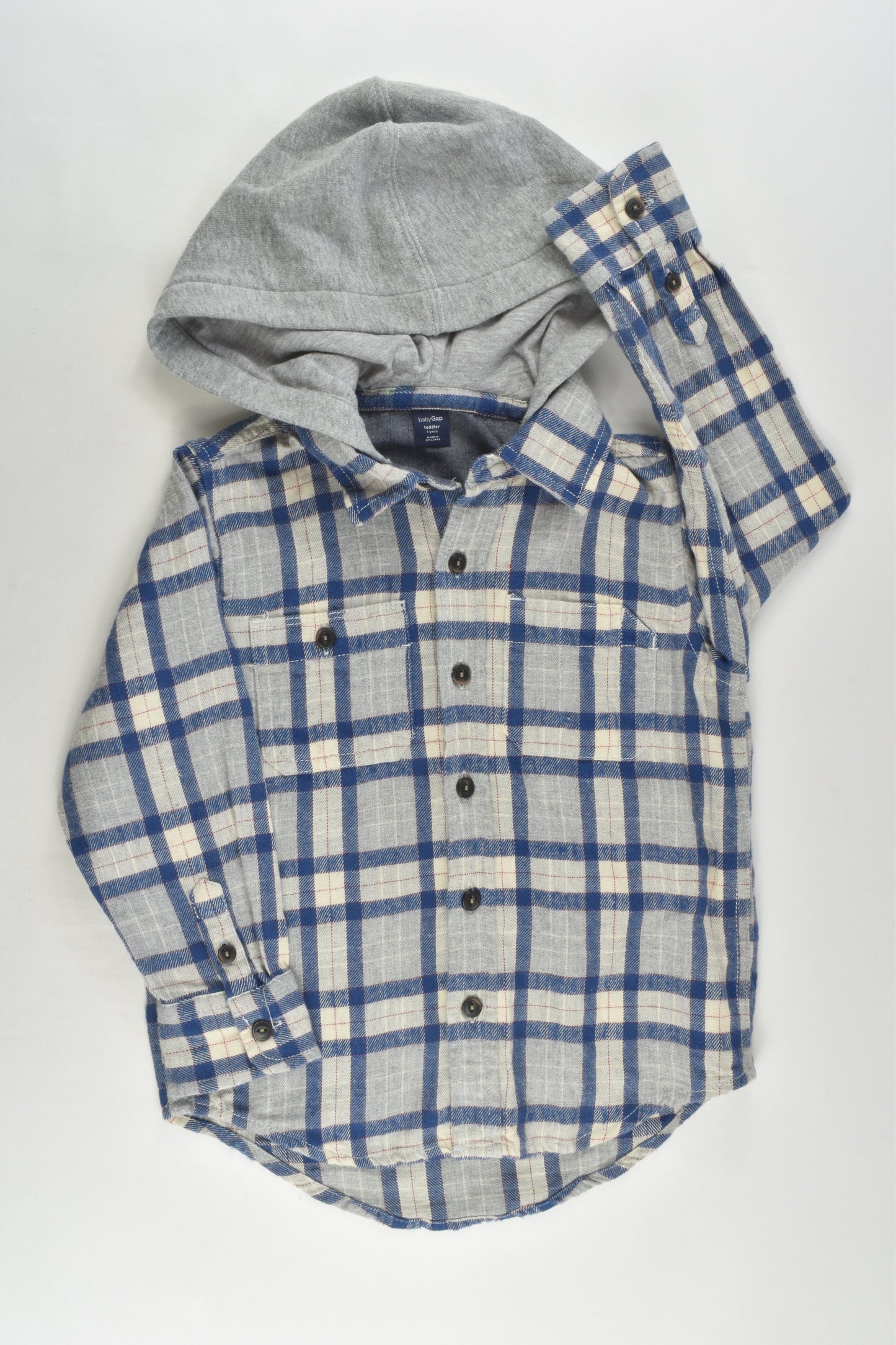 Baby Gap Size 4 Checked Flannelette Shirt with Hood