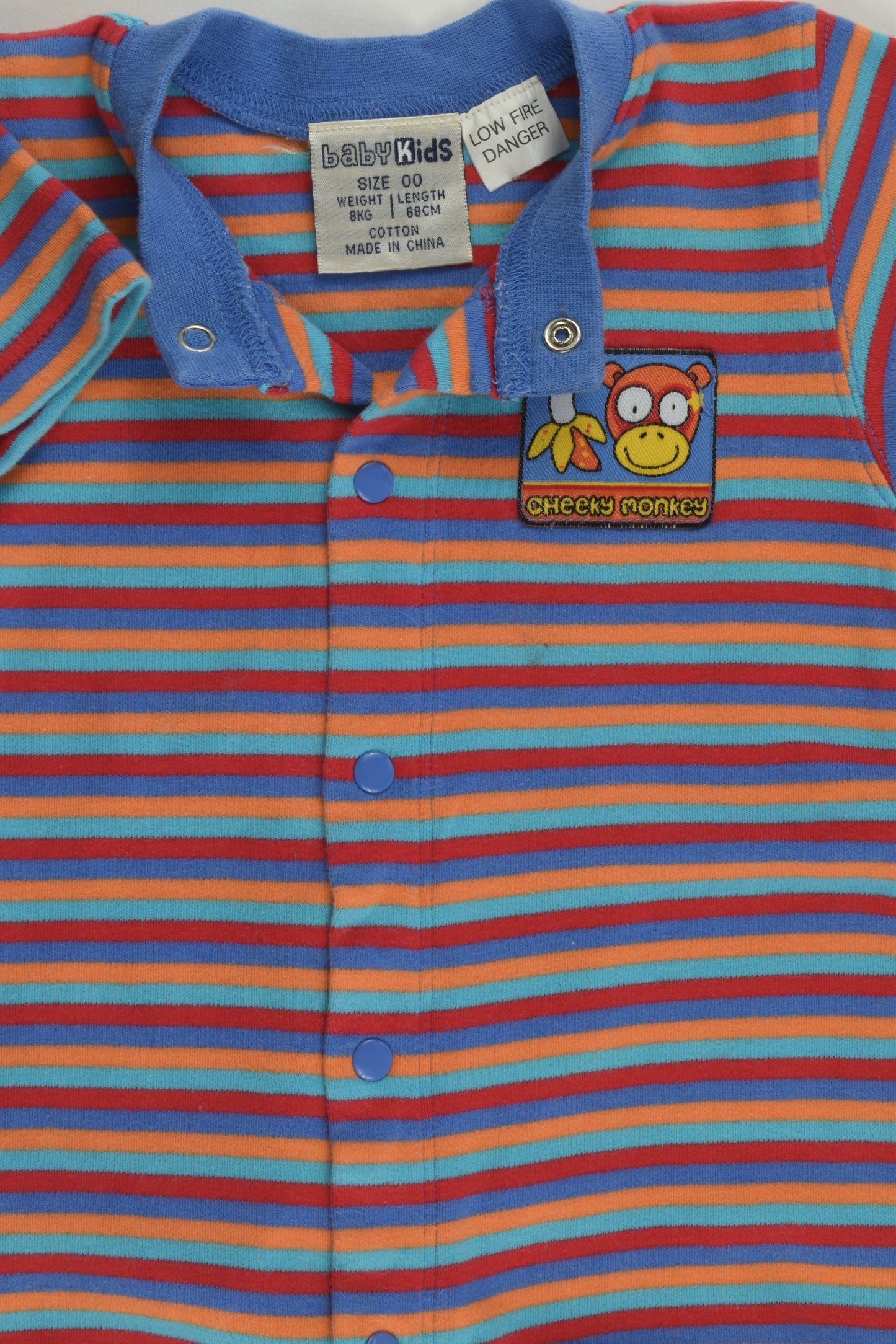 Baby Kids Size 00 Striped 'Cheeky Monkey' Short Romper