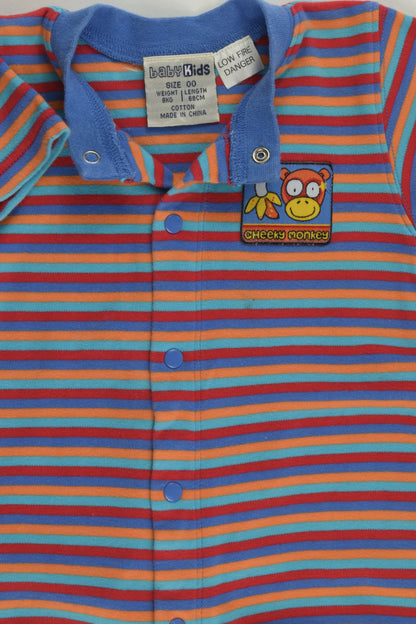 Baby Kids Size 00 Striped 'Cheeky Monkey' Short Romper
