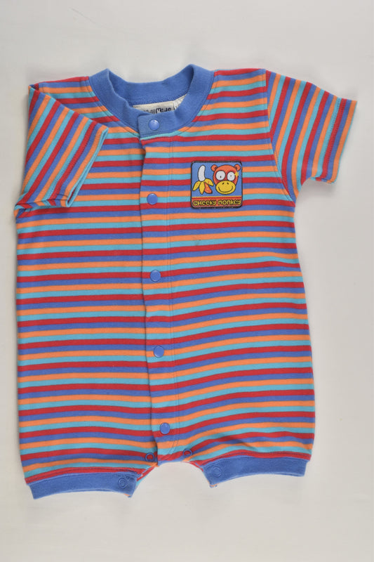 Baby Kids Size 00 Striped 'Cheeky Monkey' Short Romper