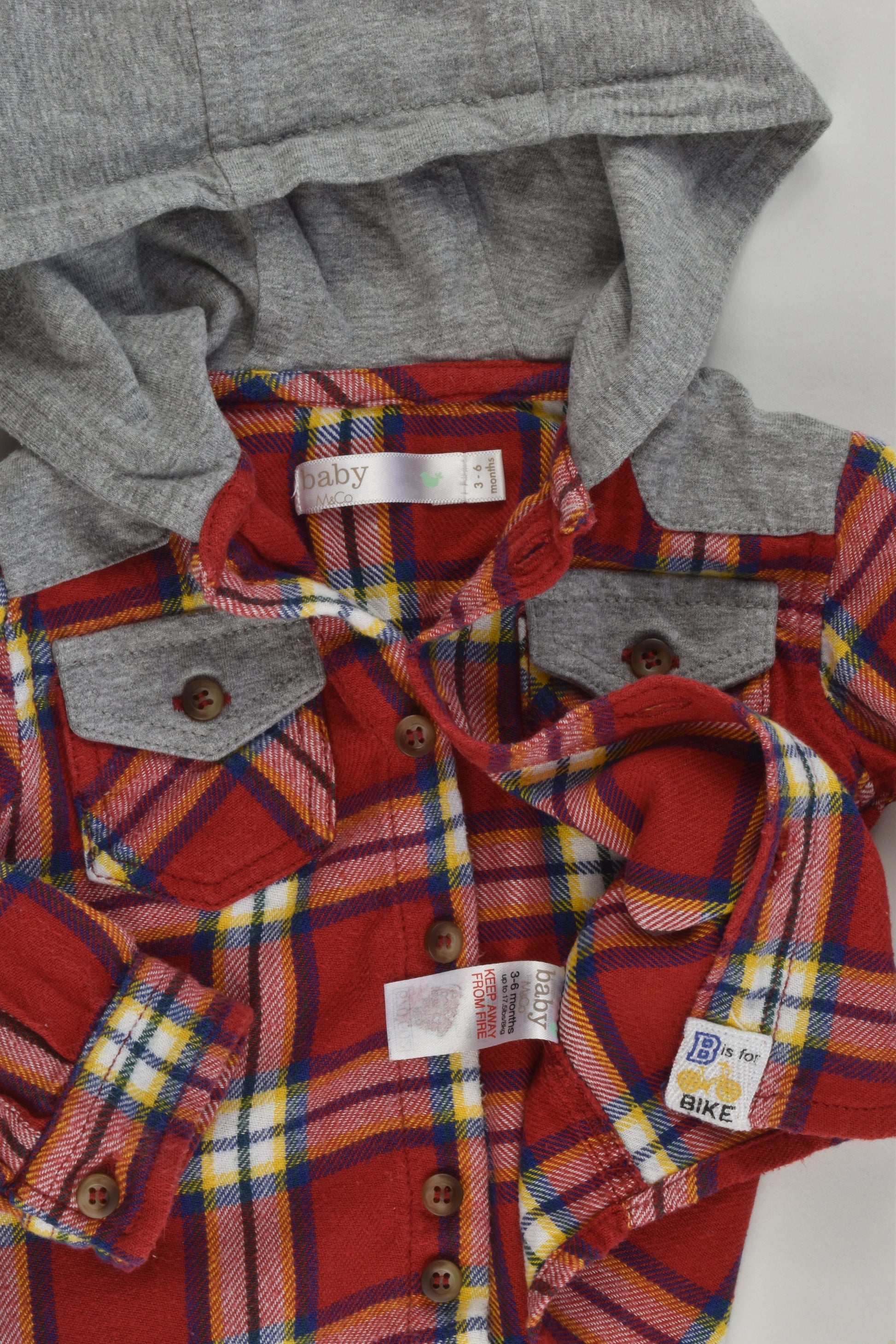 Baby M&Co Size 00 (3-6 months) Hooded Checked Casual Shirt