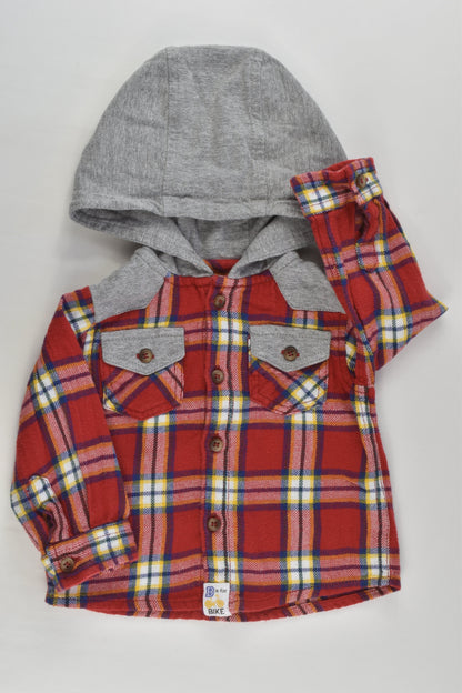 Baby M&Co Size 00 (3-6 months) Hooded Checked Casual Shirt