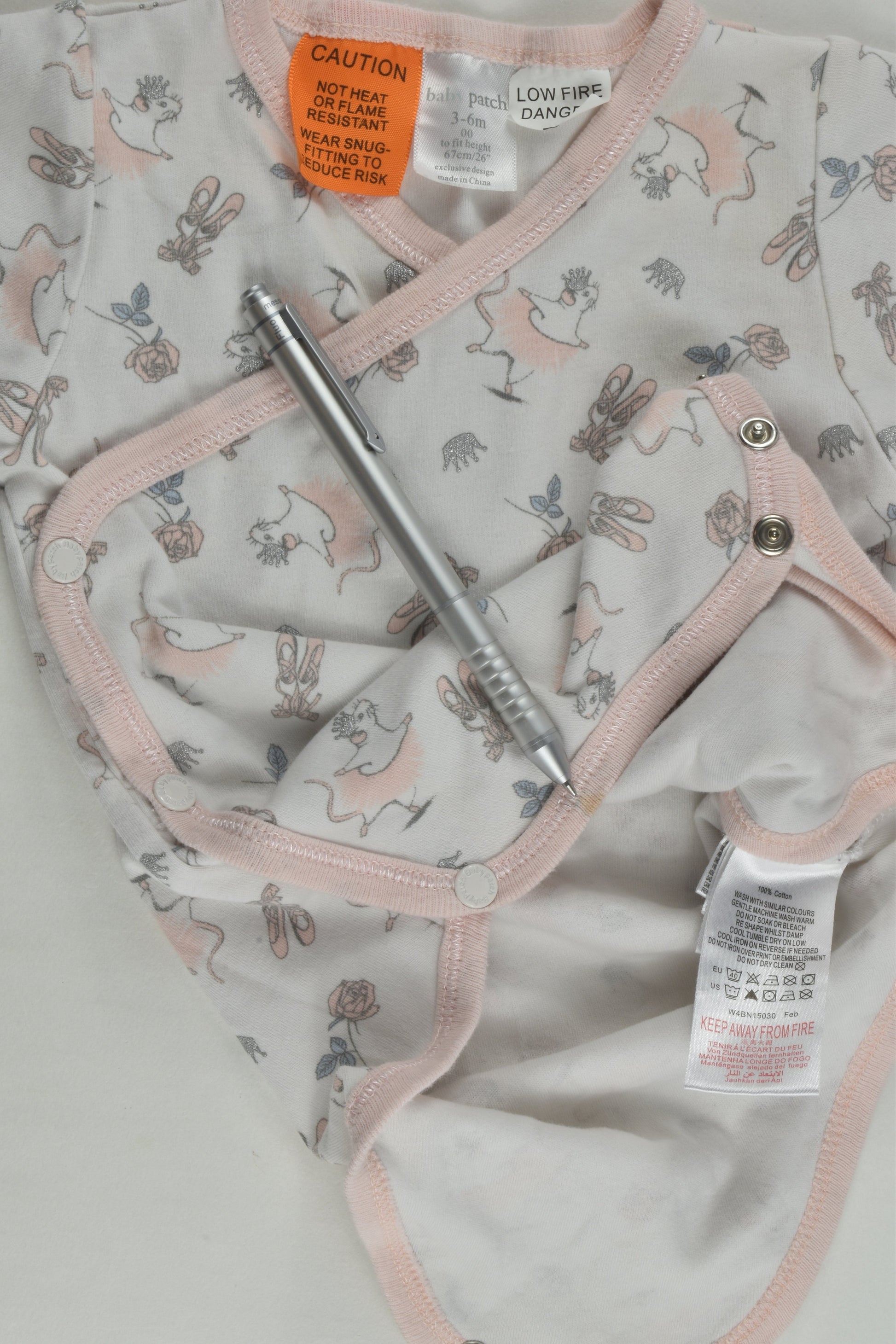 Baby Patch Size 00 Ballerina Mouse Wrap Bodysuit