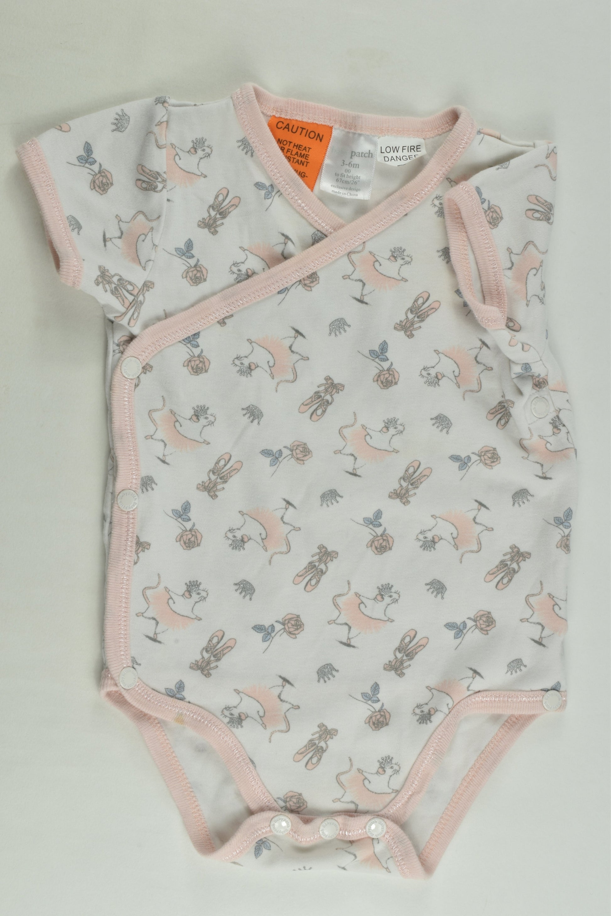 Baby Patch Size 00 Ballerina Mouse Wrap Bodysuit