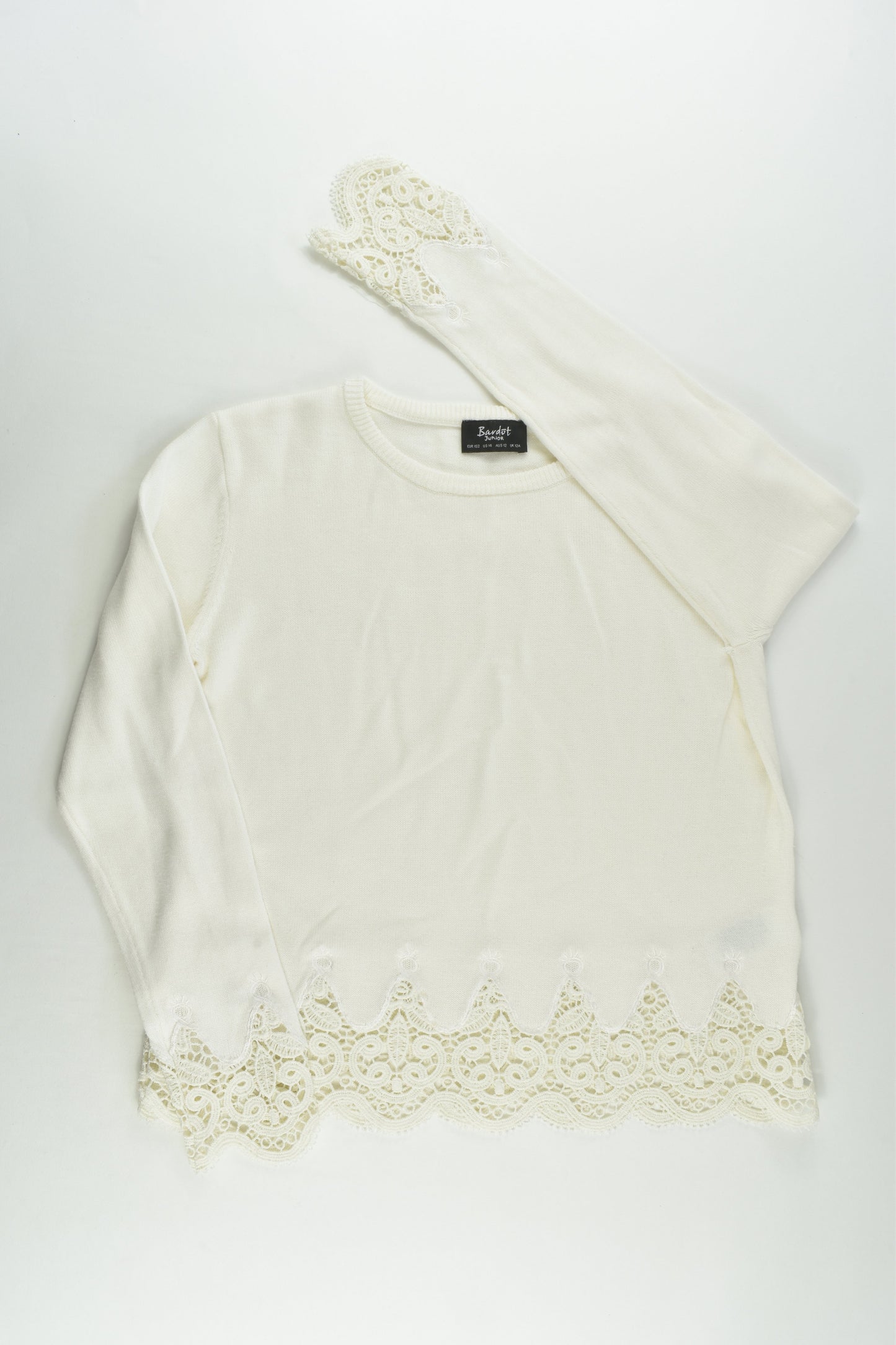 Bardot Junior Size 12 Lace Detail Knitted Jumper