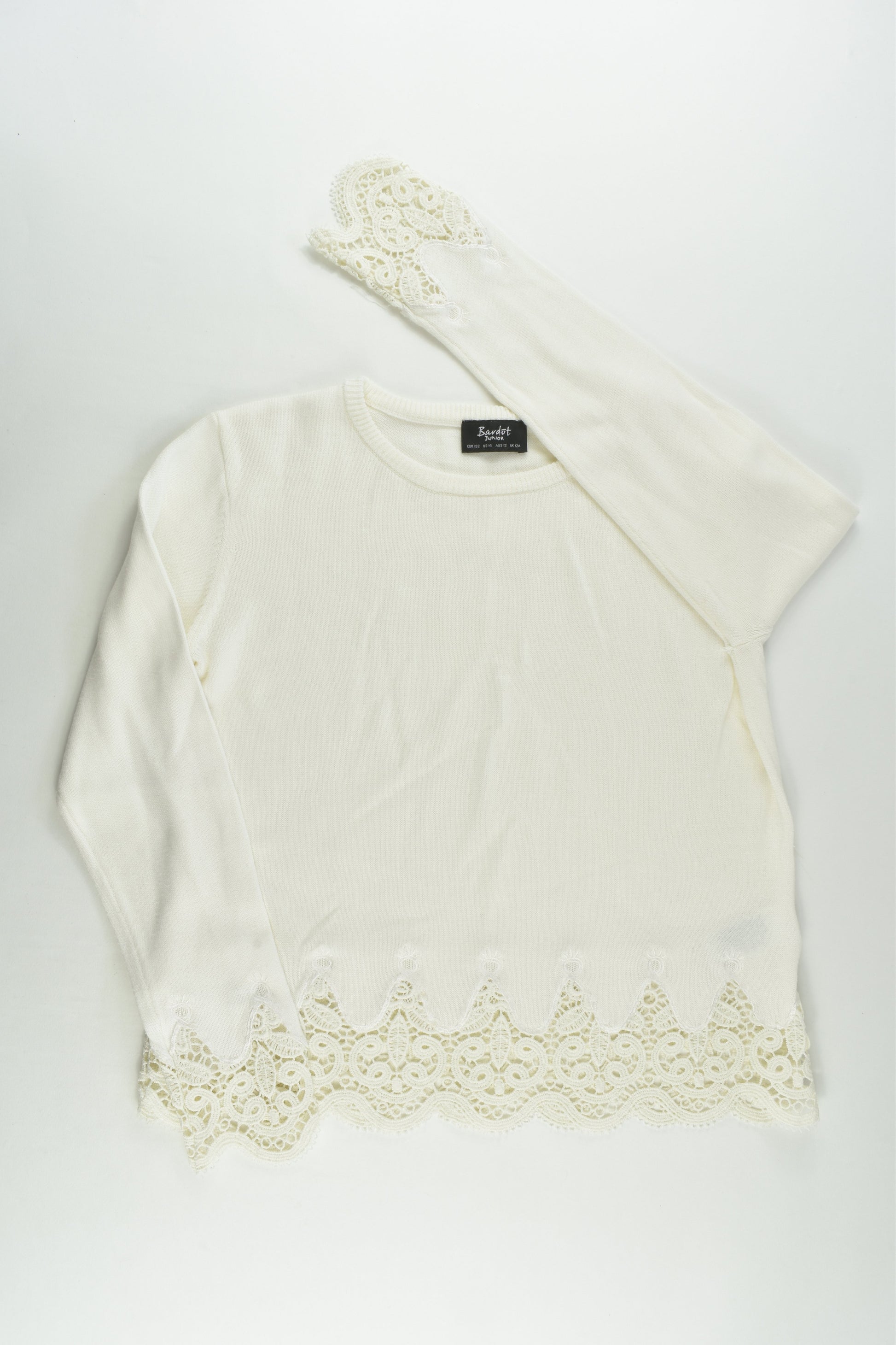 Bardot Junior Size 12 Lace Detail Knitted Jumper