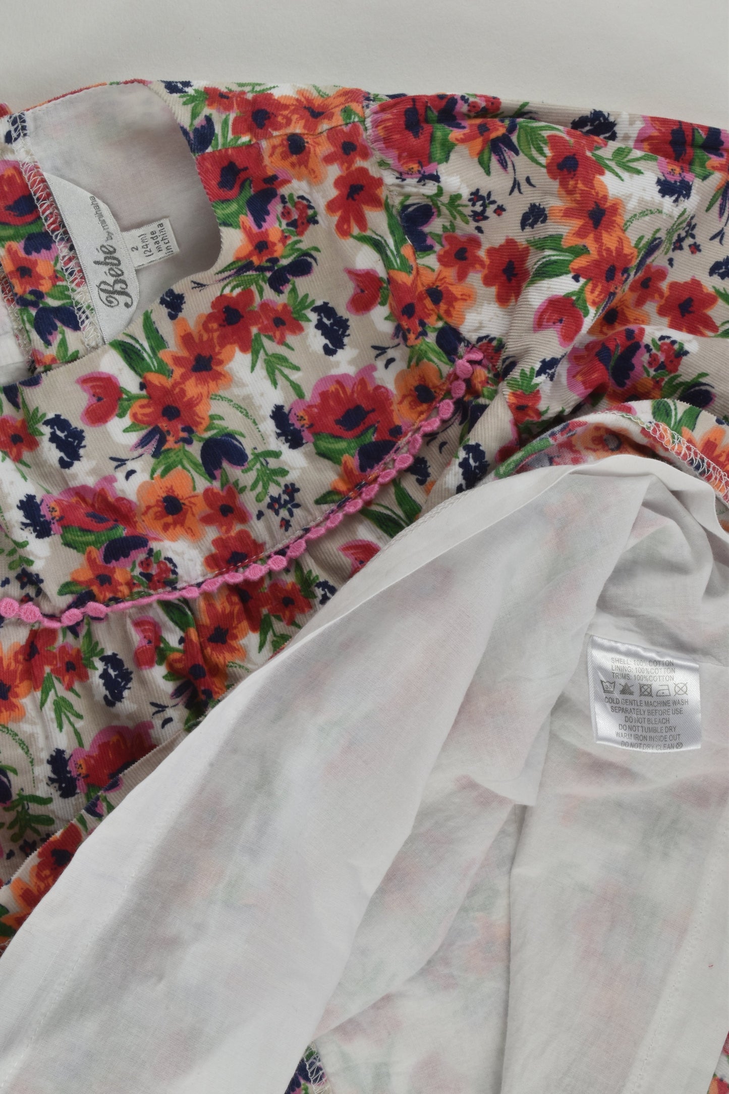 Bébé by Minihaha Size 2 (24 months) Lined Floral Lightweight Cord Dress