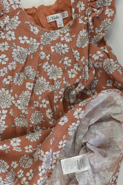 Bébé by Minihaha Size 4 Linen-feel Floral Dress
