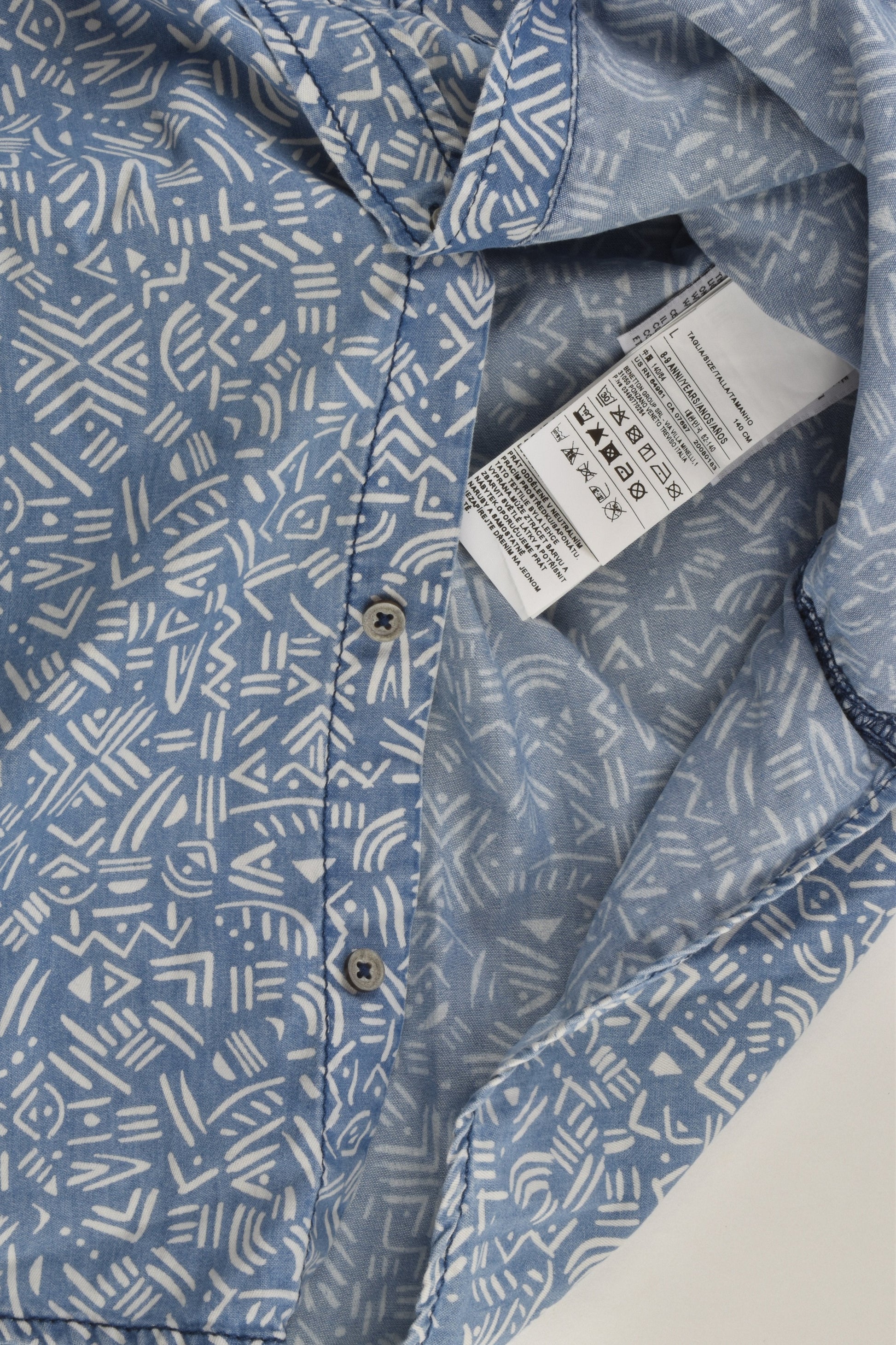 Benetton Size 8-9 Lightweight 'Save The Nature' Denim Shirt