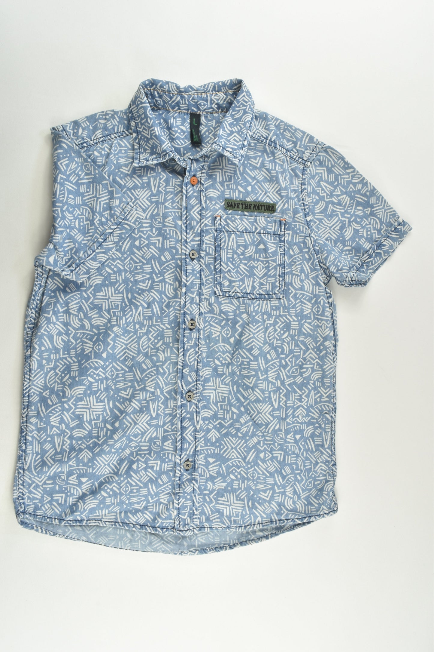 Benetton Size 8-9 Lightweight 'Save The Nature' Denim Shirt