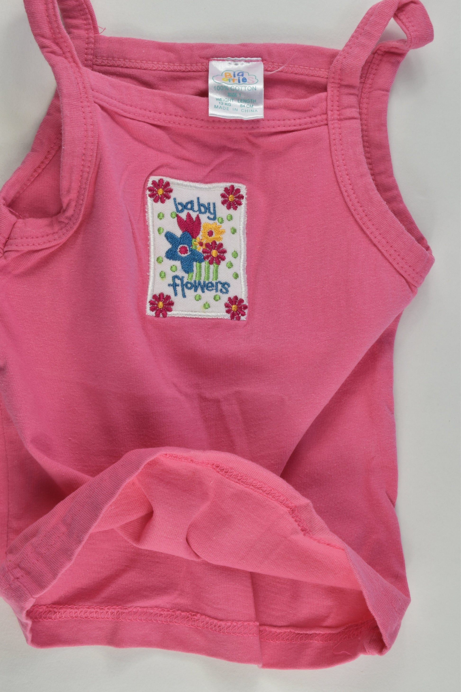 Big Softies Size 1 Pink 'Baby Flowers' Tank Top