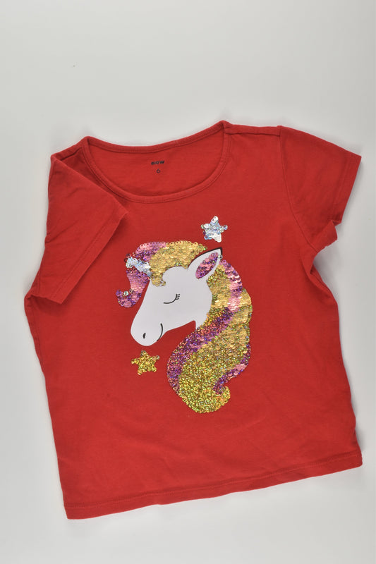 Big W Size 6 Reversible Sequins Unicorn T-shirt