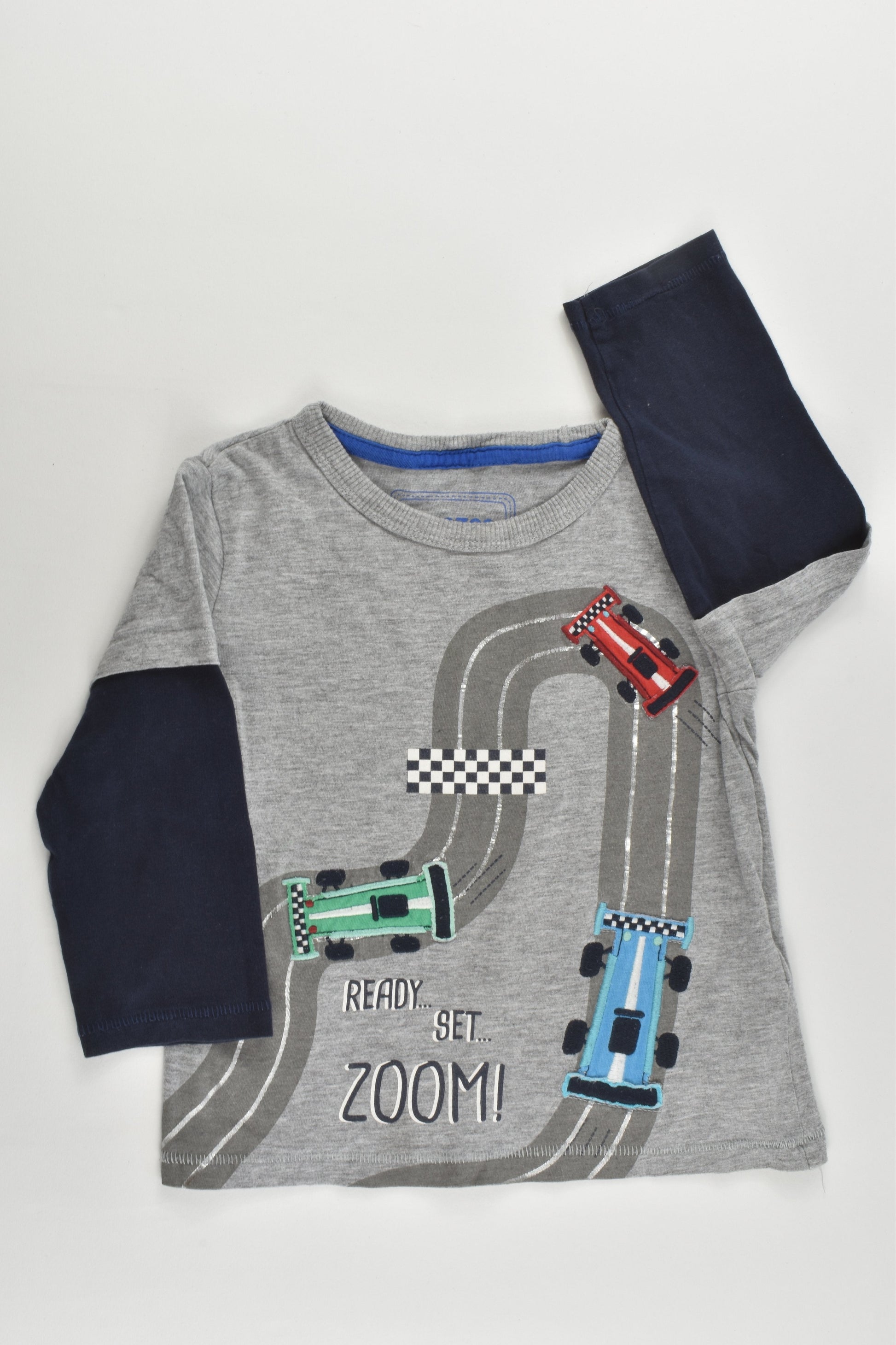 Bluezoo (Debenhams) Size 1 (12-18 months, 86 cm) 'Ready... Set.. Zoom!' Top