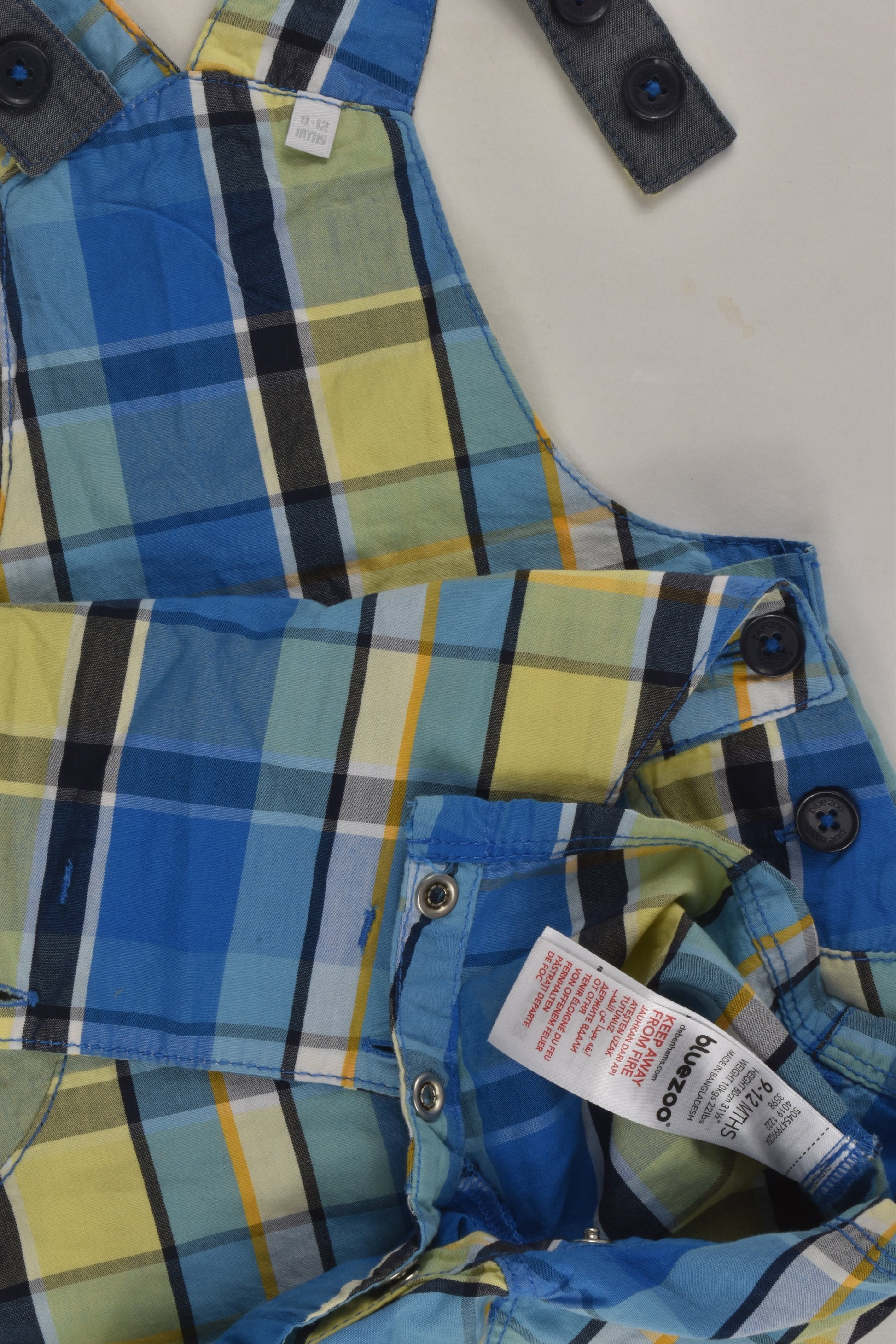 Bluezoo by Debenhams Size 0 (9-12 months) Checked Short Overalls
