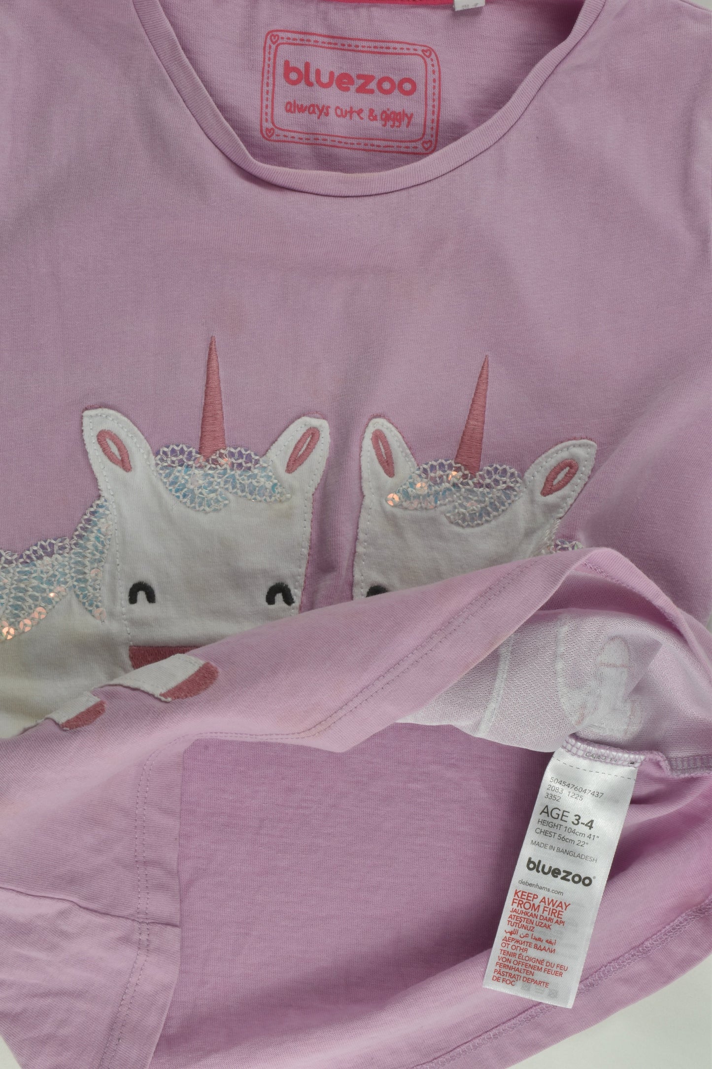 Bluezoo by Debenhams Size 3-4 (104 cm) Unicorn T-shirt