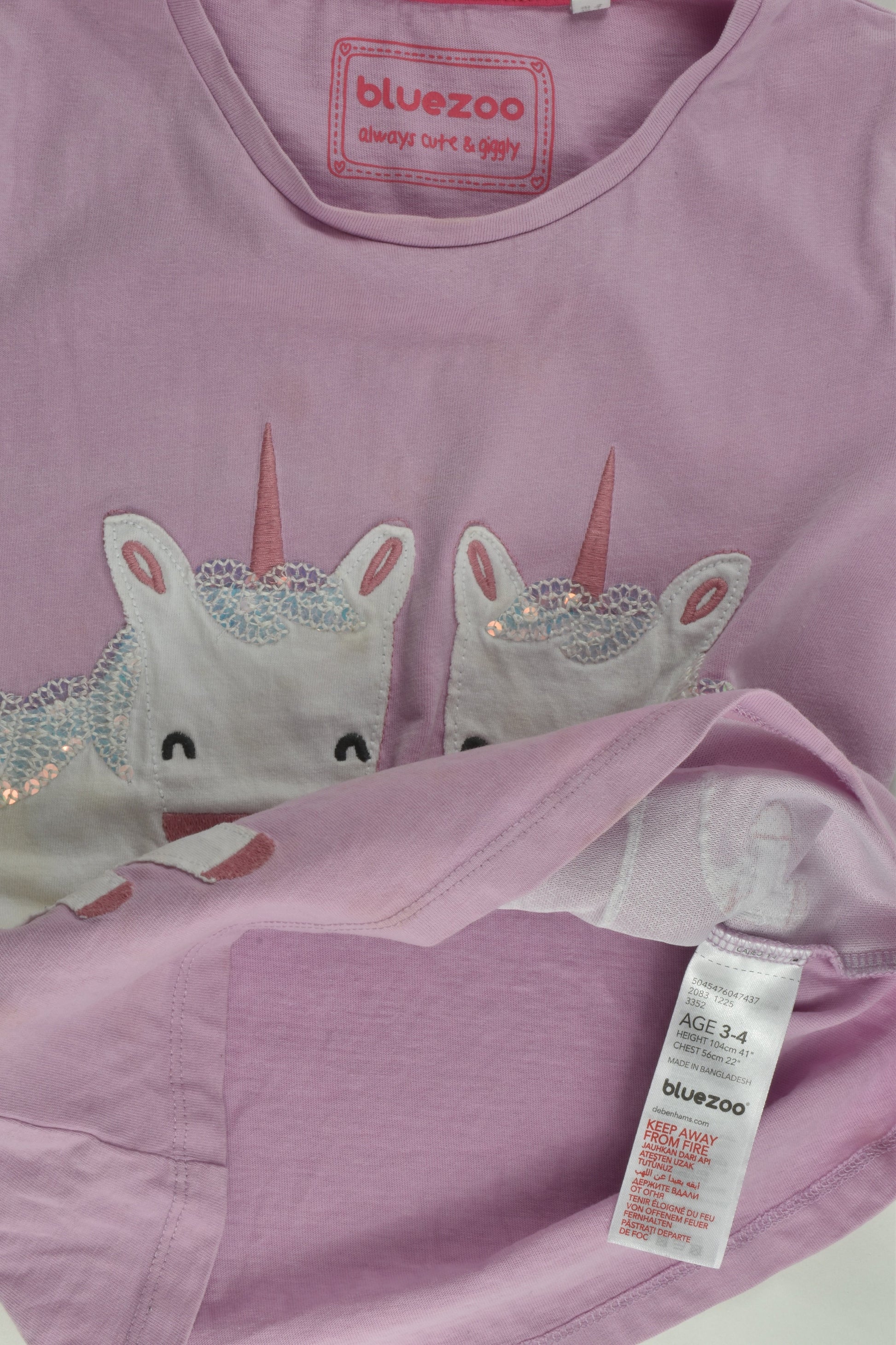 Bluezoo by Debenhams Size 3-4 (104 cm) Unicorn T-shirt
