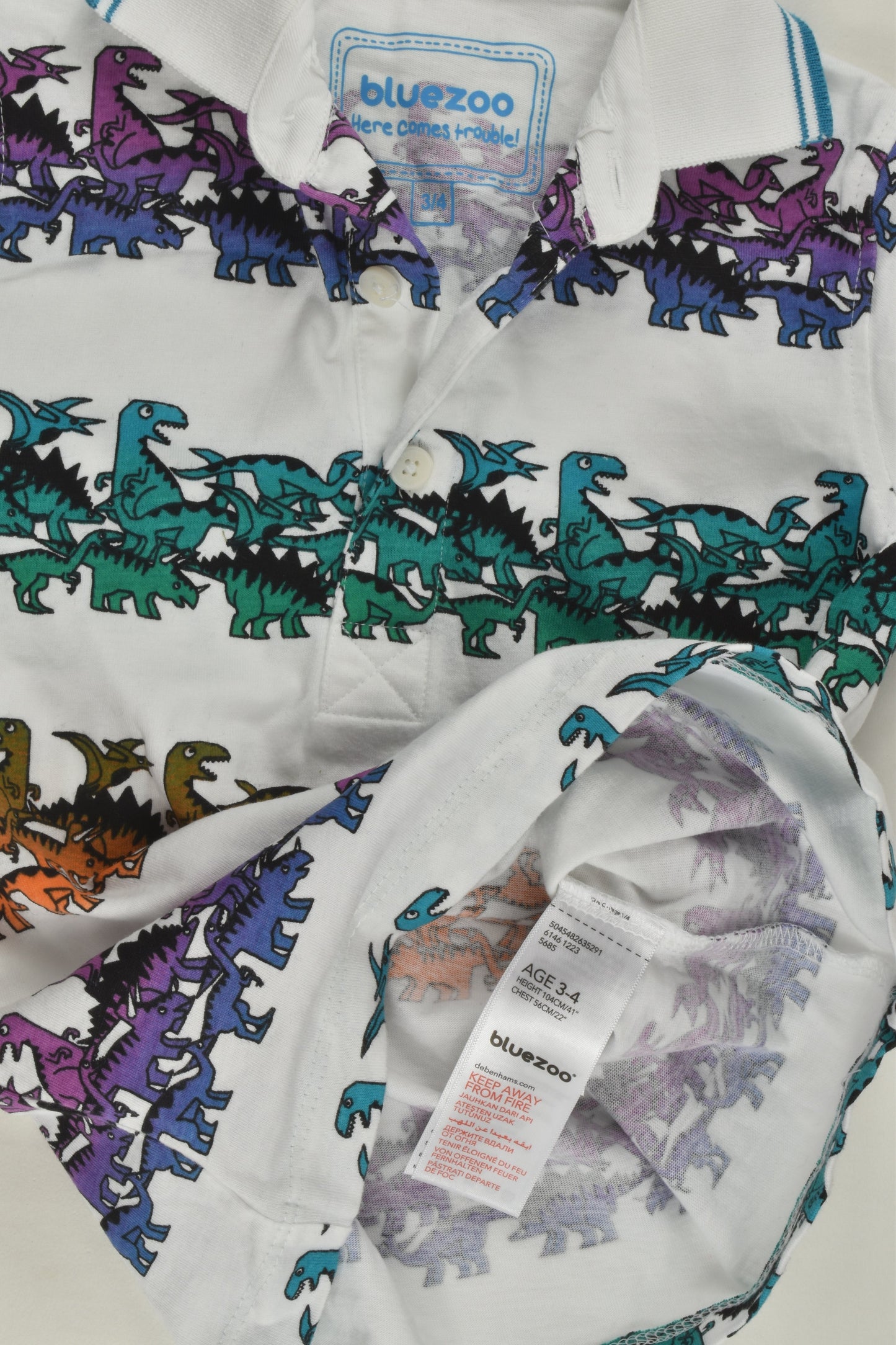 Bluezoo by Debenhams Size 3/4 Pinosaur Polo Shirt