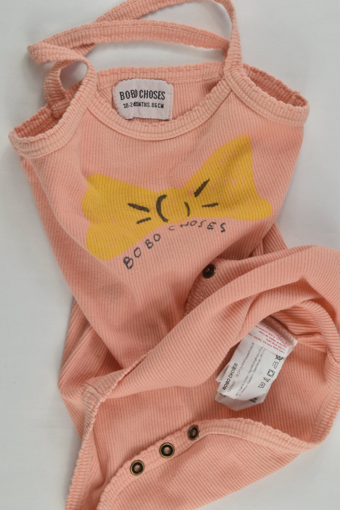 Bobo Choses Size 1-2 (18-24 months, 86 cm) Ribbed Bow Bodysuit
