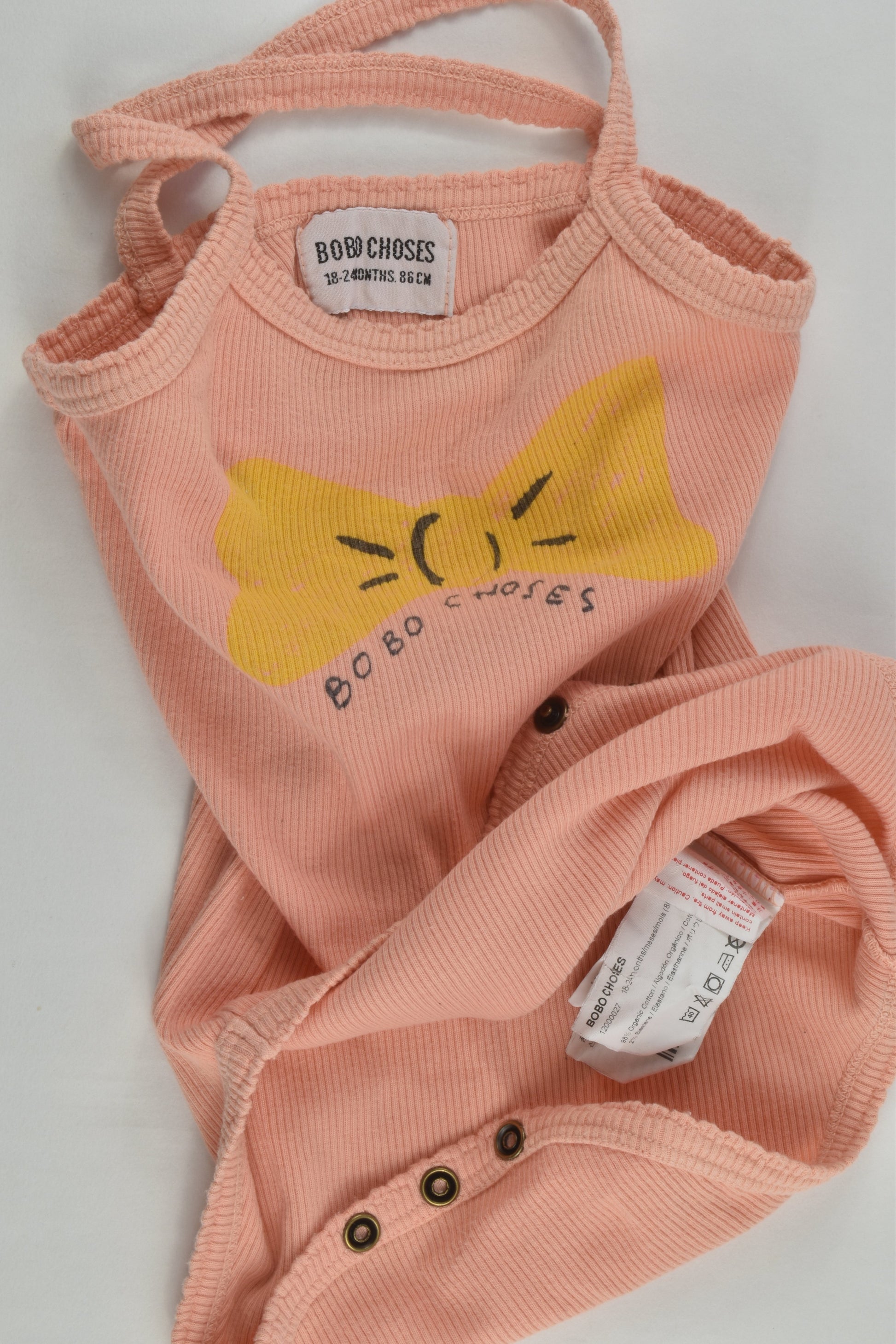 Bobo Choses Size 1-2 (18-24 months, 86 cm) Ribbed Bow Bodysuit