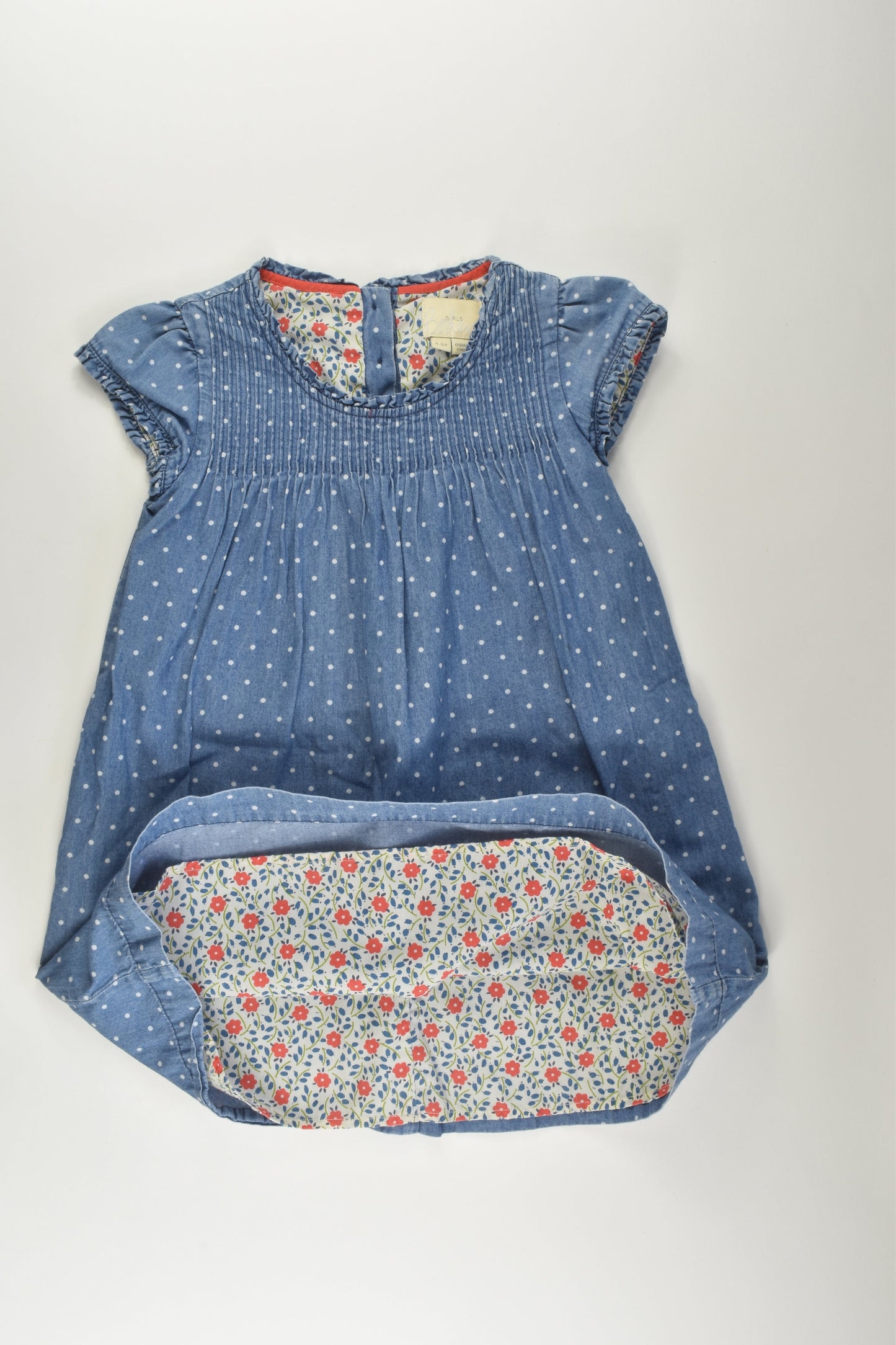 Boden Size 4-5 Liberty Print Lined Denim Dress
