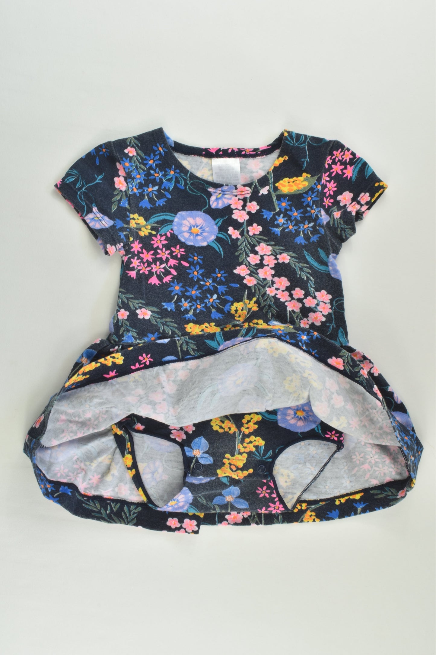 Bonds Size 00 (3-6 months) Floral Dress with Bodysuit Underneath