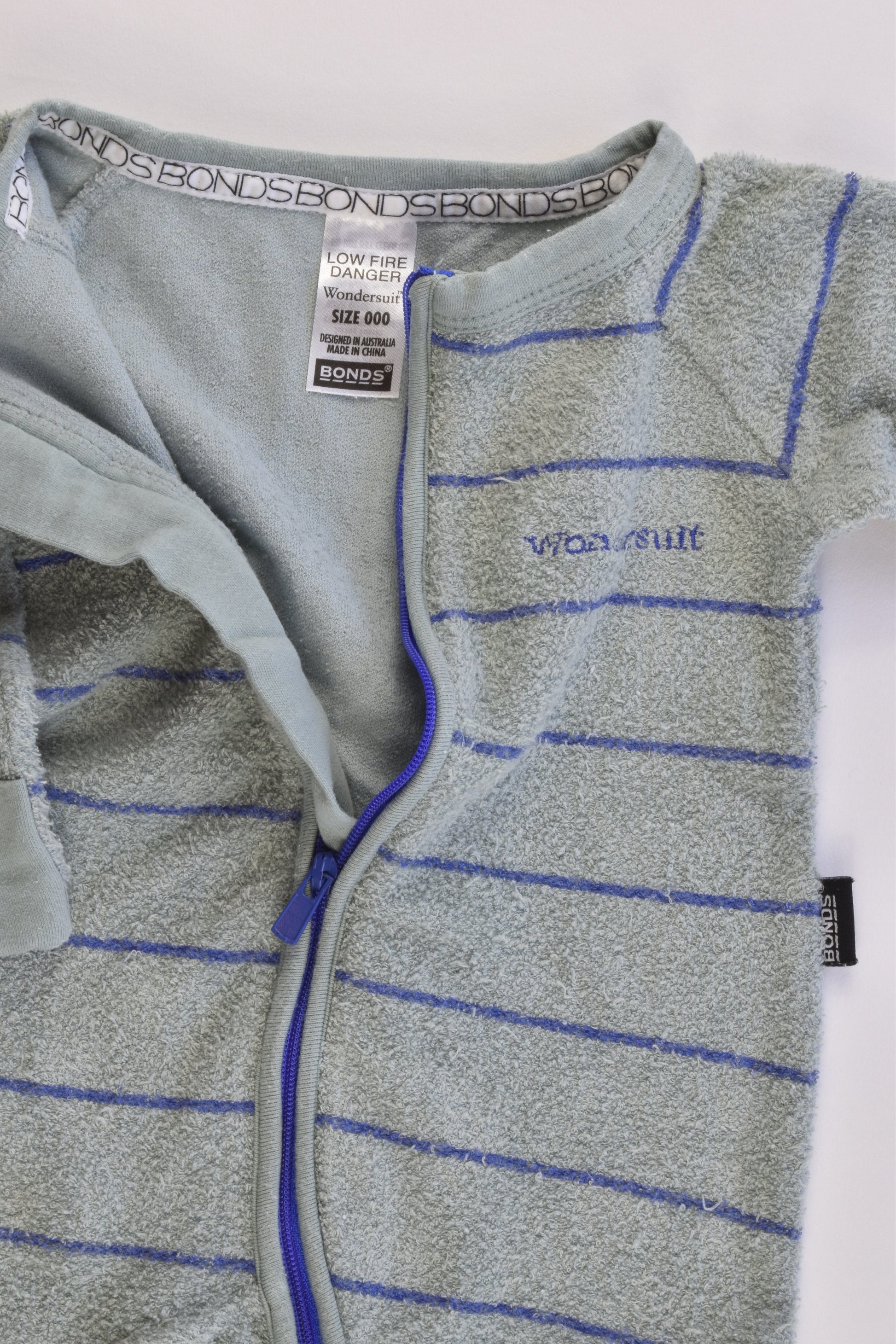Bonds Size 000 Striped Terry Wondersuit