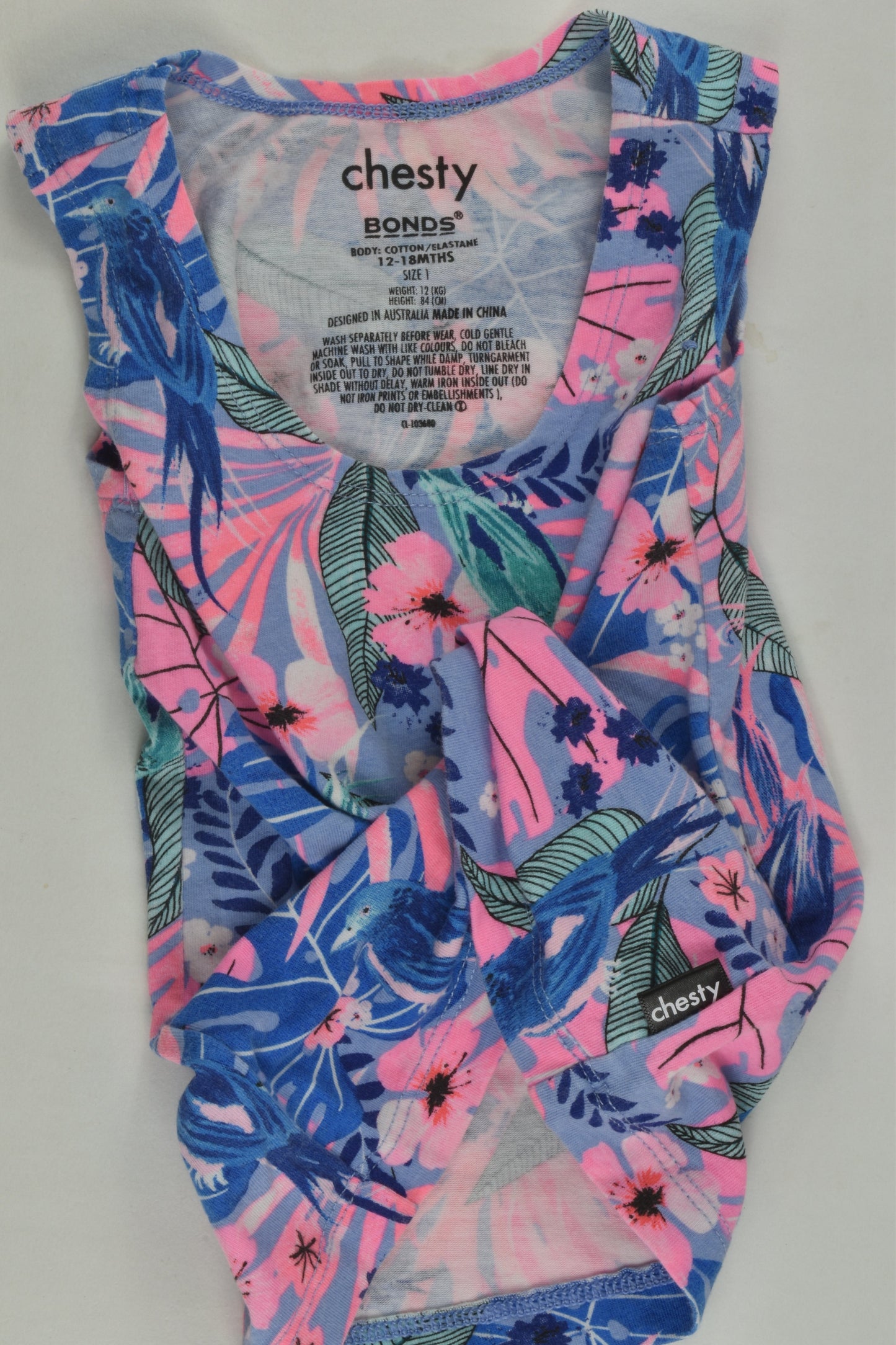 Bonds Size 1 Floral Chesty Tank Top