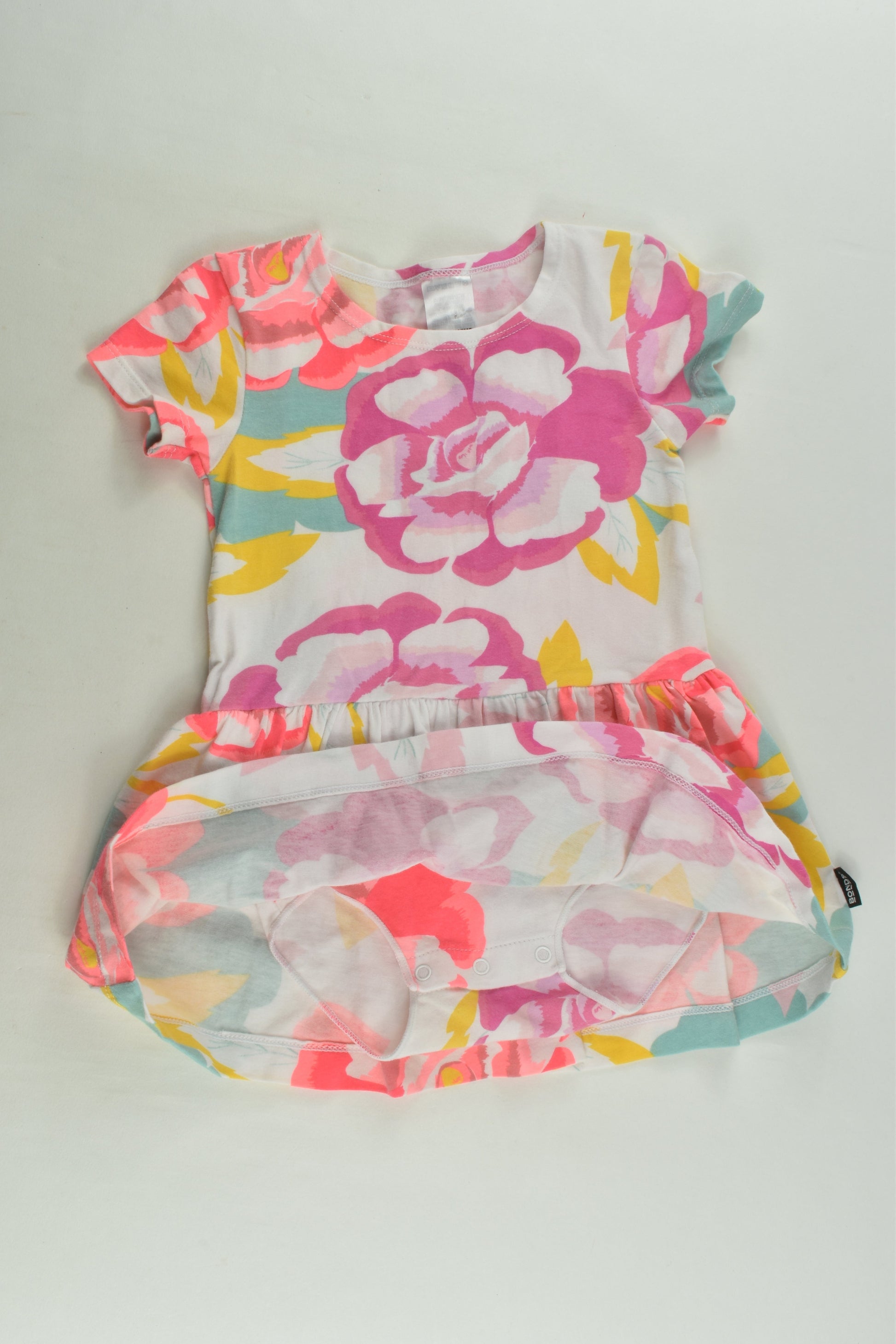 Bonds Size 1 Floral Dress with Bodysuit Underneath