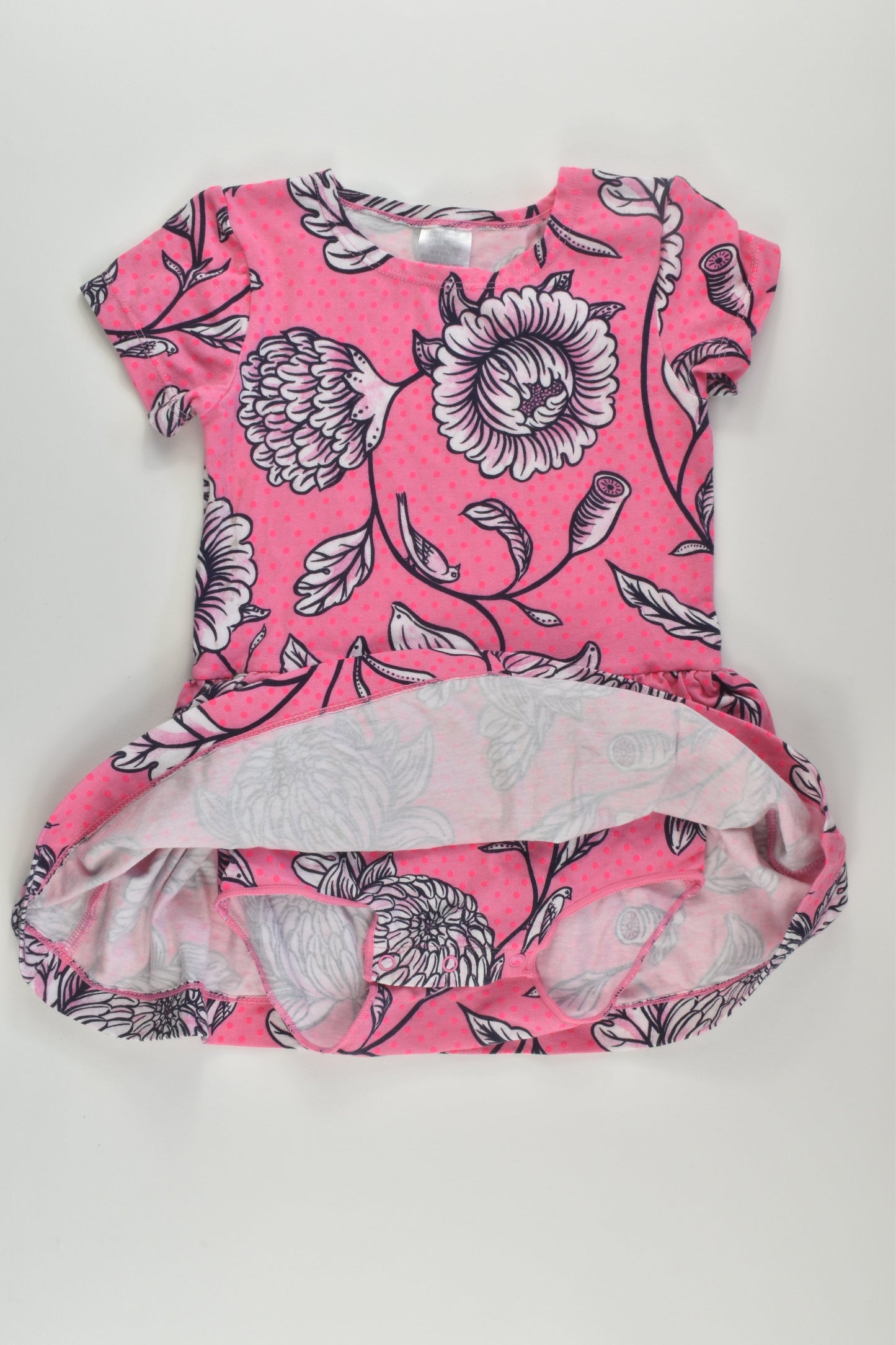 Bonds Size 1 Floral Dress with Bodysuit Underneath