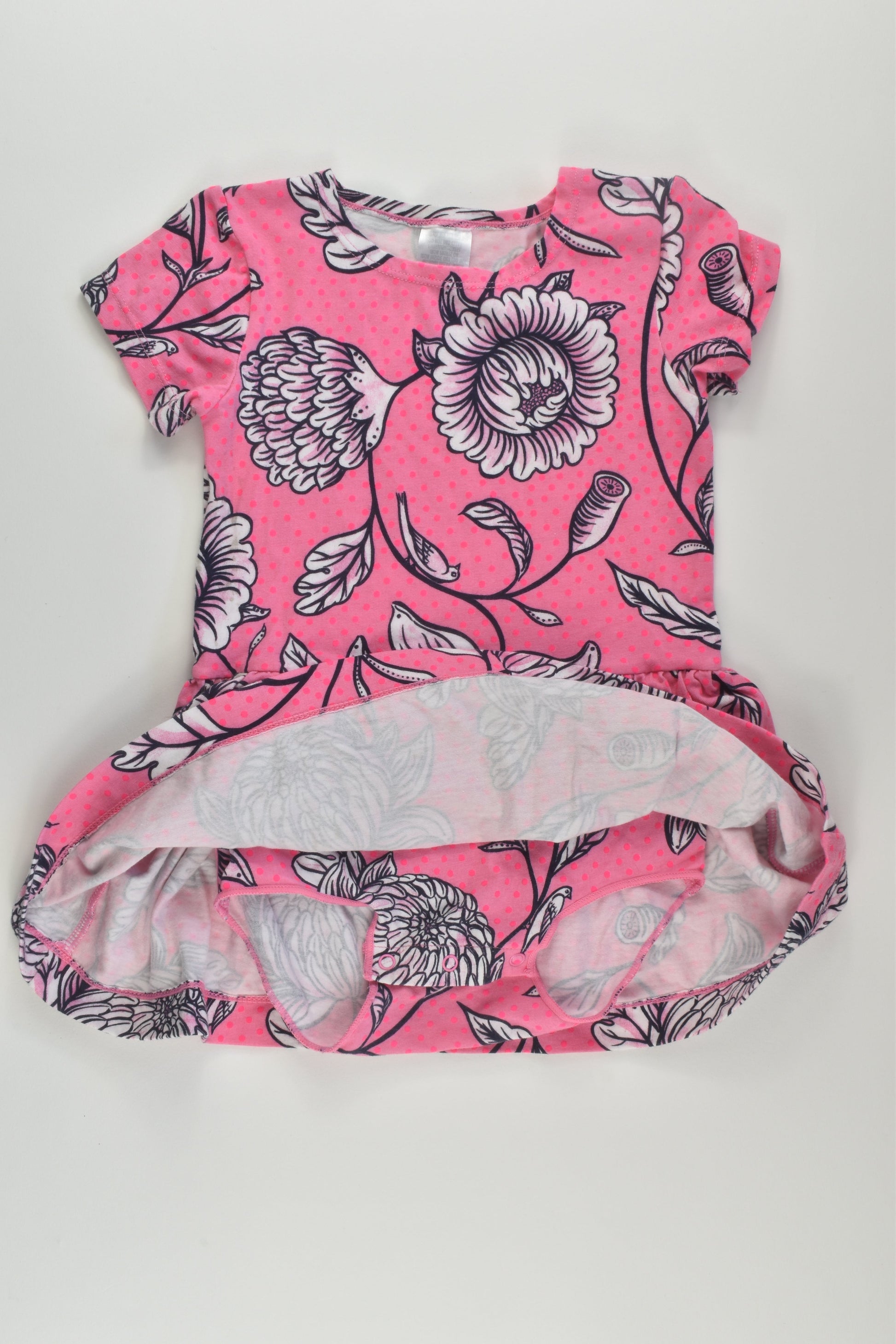 Bonds Size 1 Floral Dress with Bodysuit Underneath