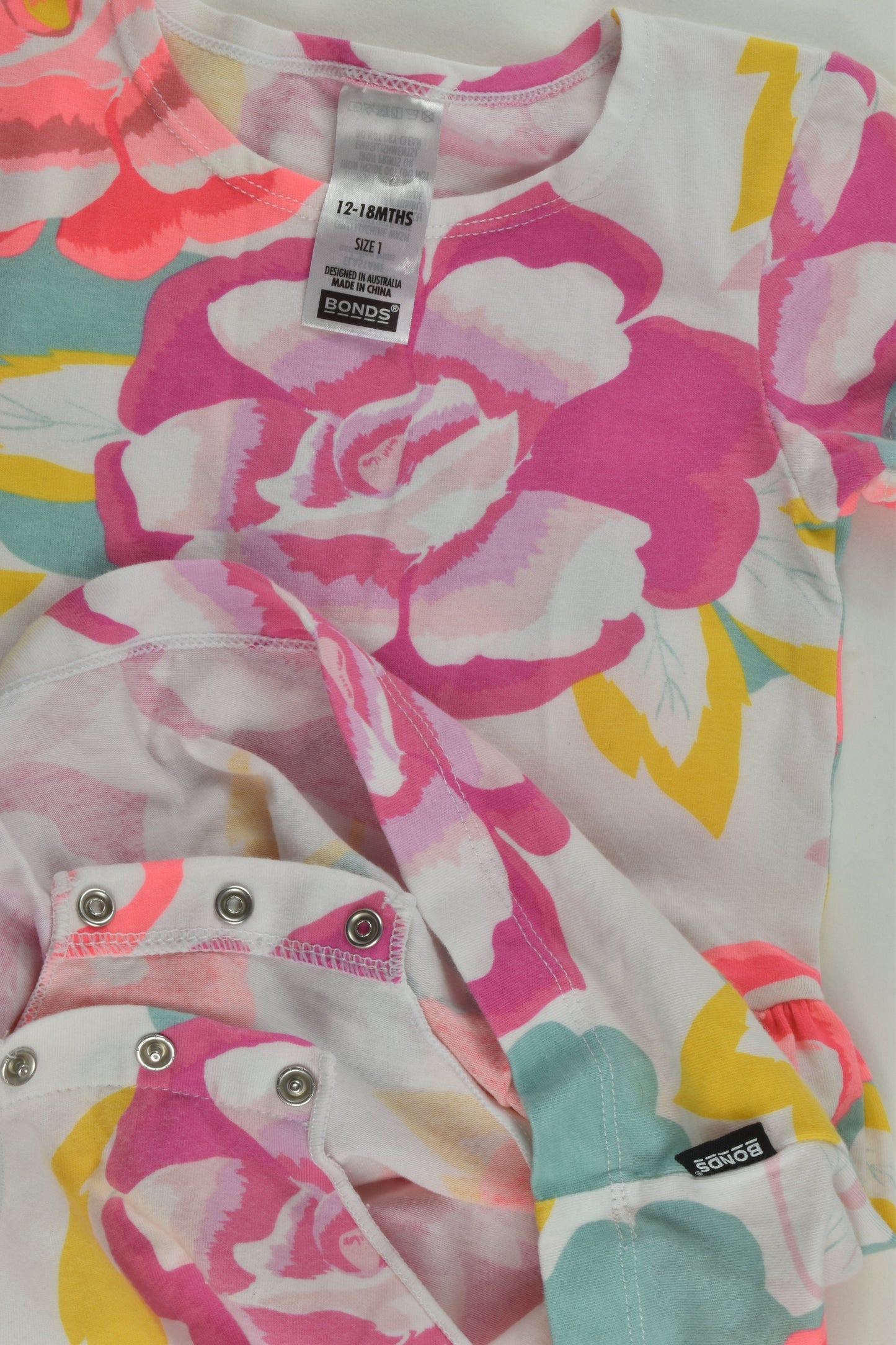 Bonds Size 1 Floral Dress with Bodysuit Underneath