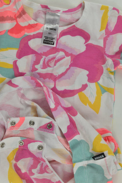 Bonds Size 1 Floral Dress with Bodysuit Underneath