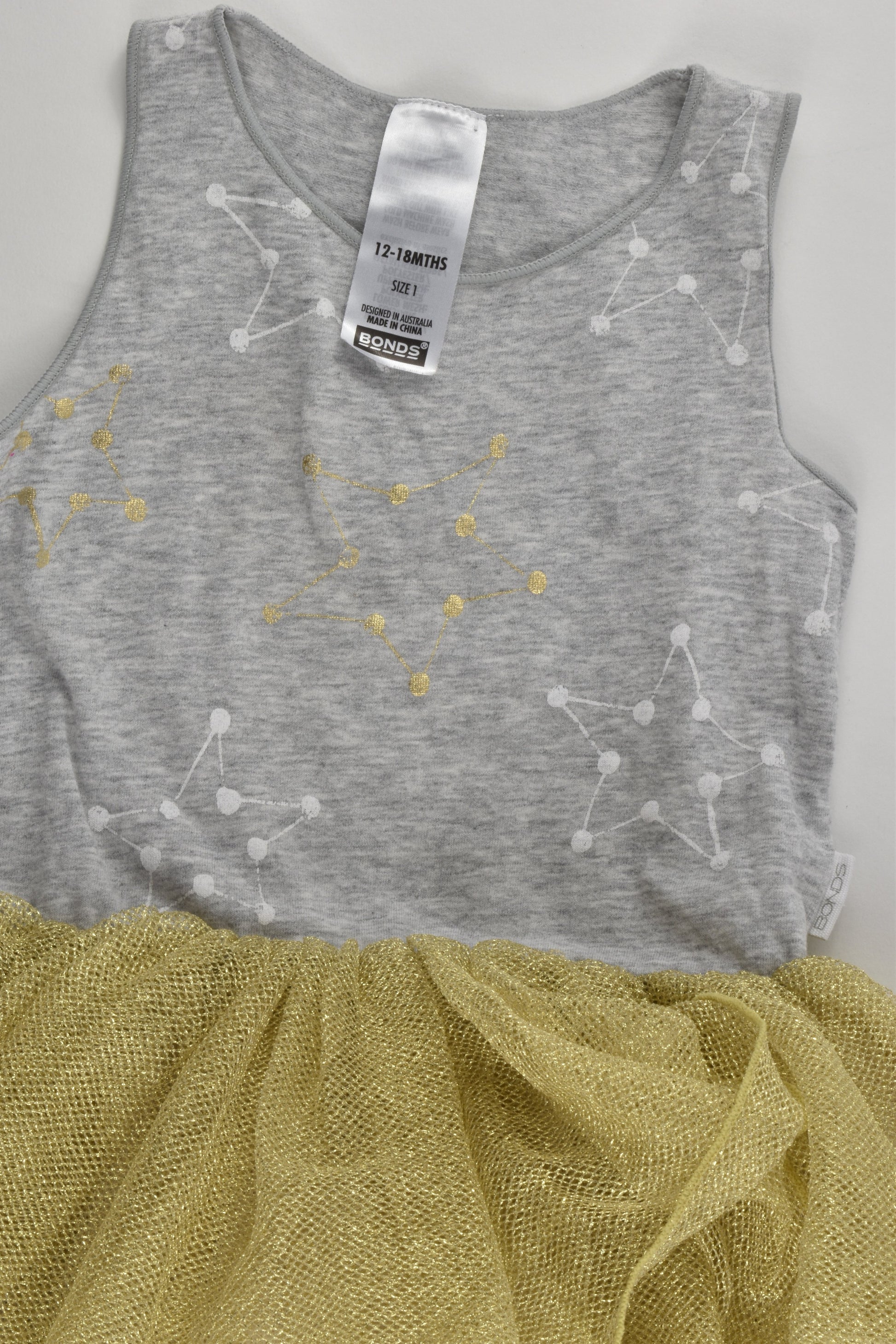 Bonds Size 1 Stars Tutu Dress with Bodysuit Underneath
